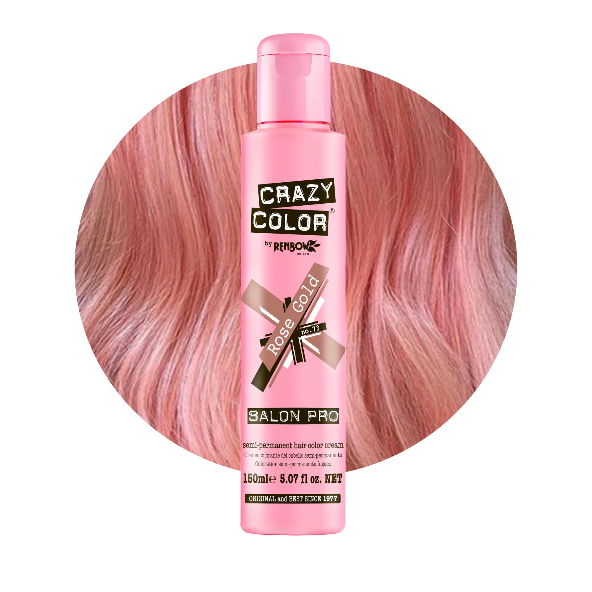 Crazy Color Salon Pro Semi-Permanent Hair Dye - 5.07 oz Rose Gold Hair Color for Women | Vibrant Long-Lasting Shade for Salon-Quality At-Home Coloring, Parties & Special Occasions