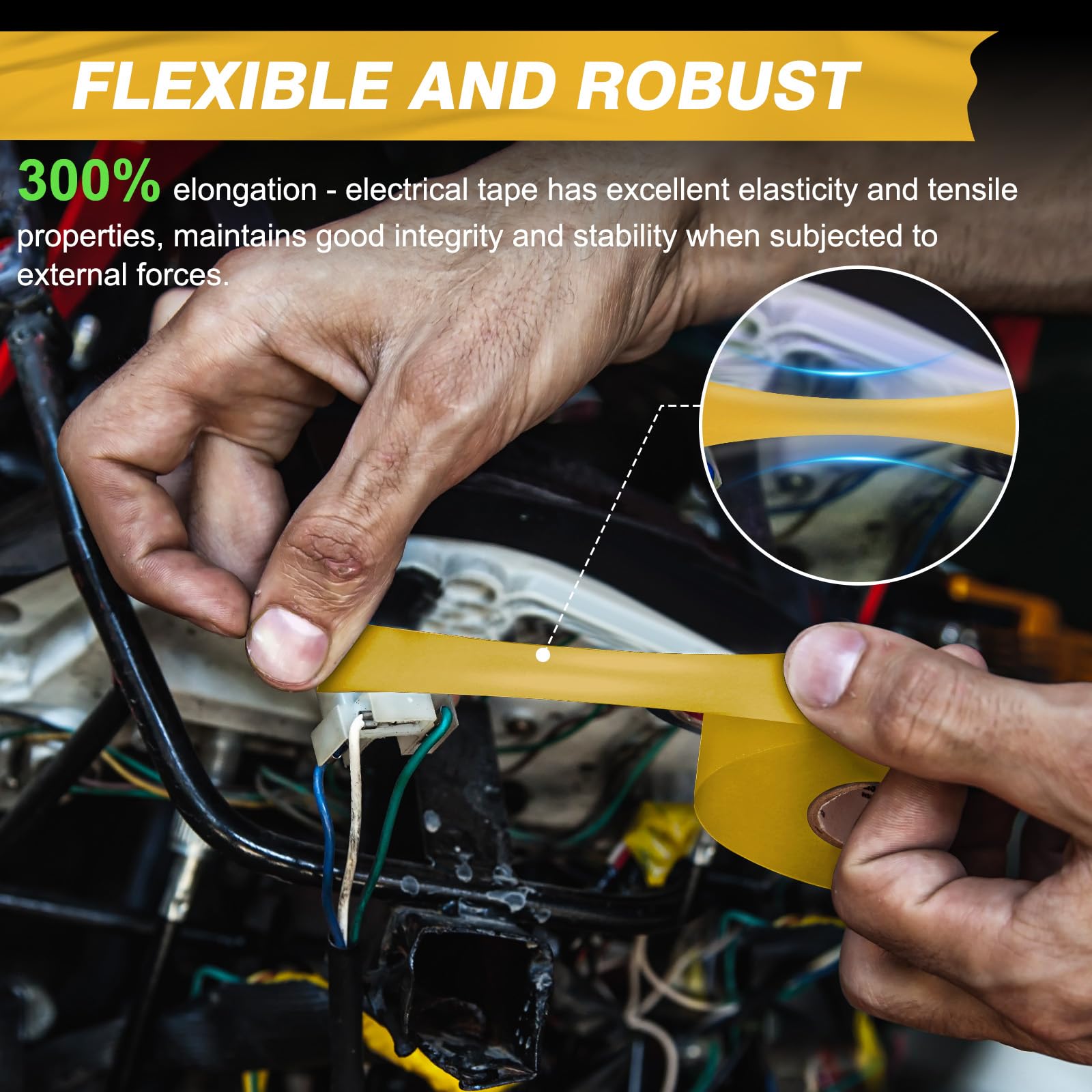 Professional Grade PVC Electrical Tape - UL/CSA Listed Insulating Vinyl Tape for Electrical Repairs, Automotive & Equipment (3/4 in x 66 ft, Yellow, 10 Rolls) - Ideal for Wiring, Harness Protection & DIY Projects