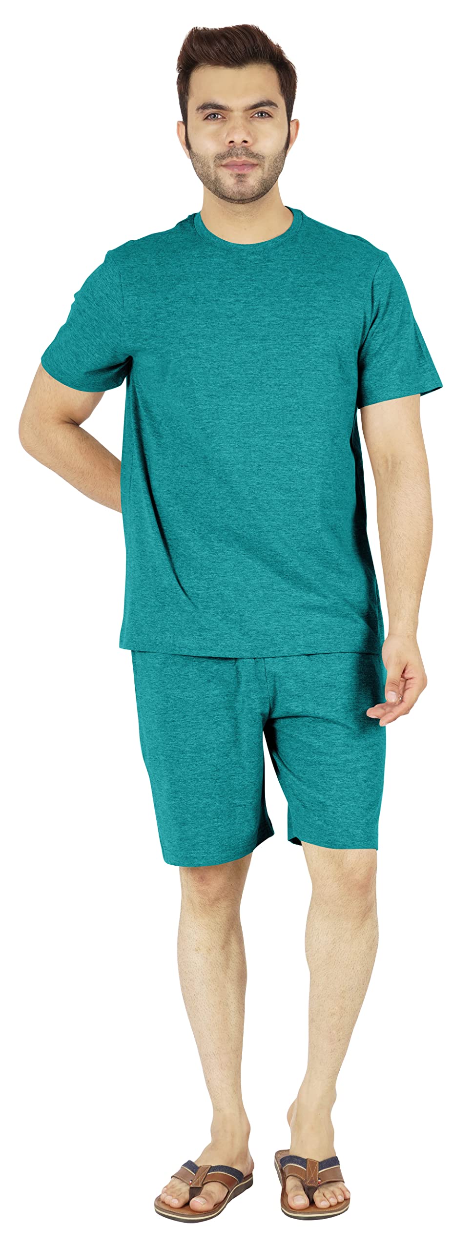 Inkmeso Men's 2-Piece Cotton Pajama Set - Breathable Short Sleeve T-Shirt & Lounge Shorts for Summer Sleepwear | Perfect for Nighttime Comfort, Lounging at Home, and Vacation Relaxation