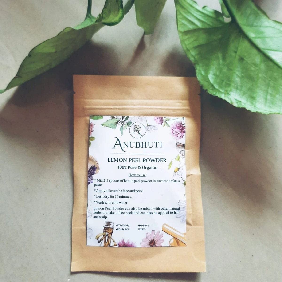 Organic Lemon Peel Powder for Face, Hair & Body Care - 40g | Natural Exfoliant & Brightening Agent for Glowing Skin, Healthy Hair & Soft Body - Perfect for DIY Beauty Recipes & Spa Treatments