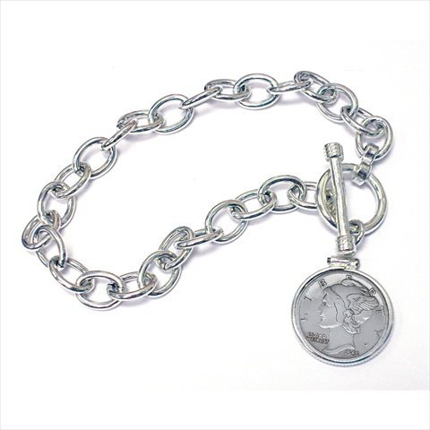 Year to Remember Sterling Silver Coin Toggle Bracelet - Elegant Commemorative Jewelry Gift for Women, Perfect for Anniversaries, Birthdays & Special Occasions