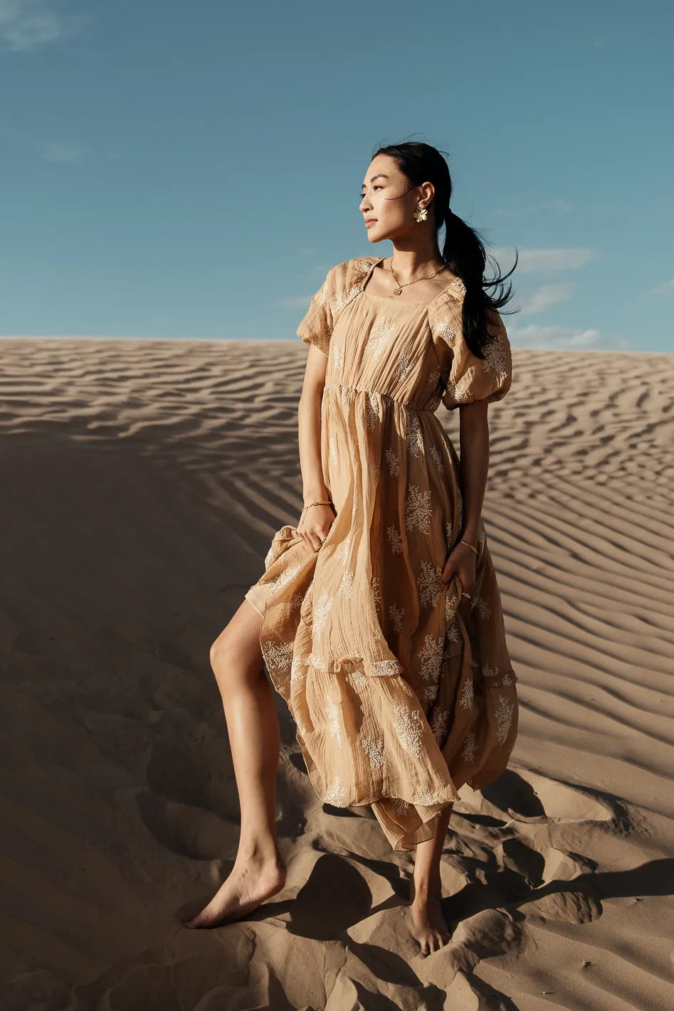 Fool For You Midi Dress in Camel - Elegant Casual & Party Wear - Final Sale | Perfect for Date Nights, Weddings & Office Outfits