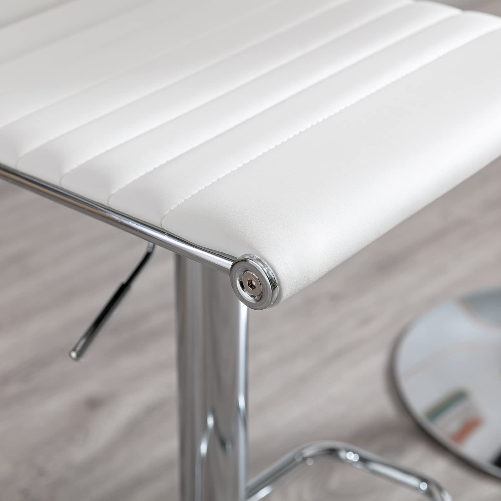 Modern Adjustable Swivel Bar Stools with Back - Faux Leather Counter Height Bar Chairs for Kitchen Island, Breakfast Bar & Dining Room - Comfortable Seating for Home & Restaurants (White, 1 Pack)