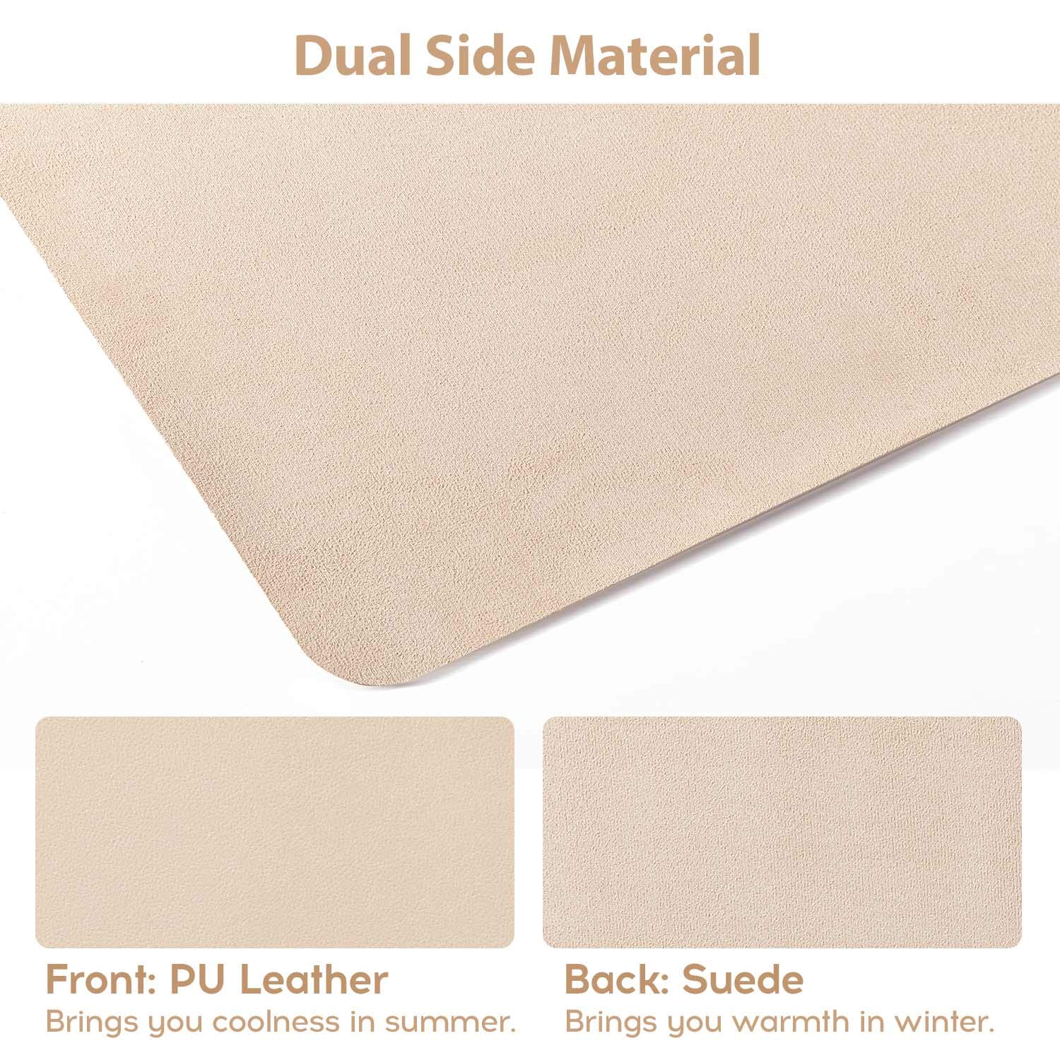 DOBAOJIA Large Desk Mat 70x35cm - Waterproof PU Leather & Non-Slip Suede Base - Office Desk Pad for Keyboard, Mouse & Writing - Perfect for Home, Work & Gaming Setup (Beige) | Enhance Productivity & Protect Your Desk