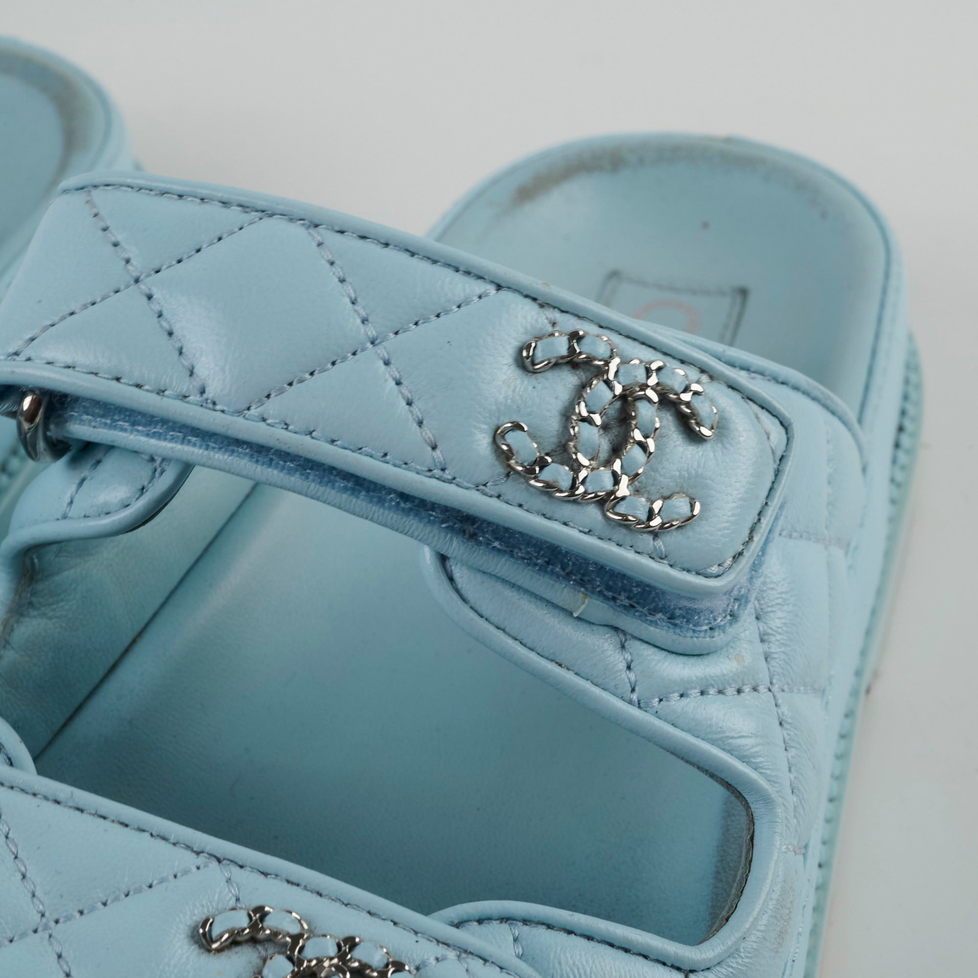 Chanel Blue Leather Sandals Women Size 36 - Comfortable Luxury Designer Shoes for Summer Beach & Casual Outings