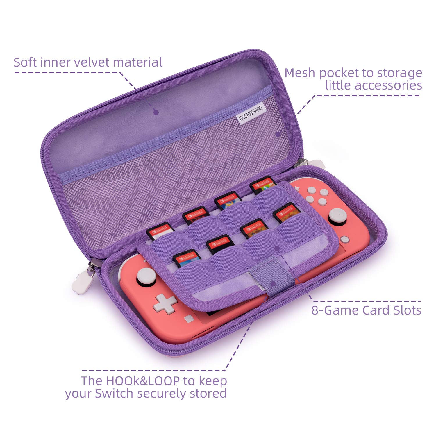 Geekshare Cute Bunny Plug Case for Nintendo Switch Lite - Slim Portable Travel Carrying Case with Removable Wrist Strap - Fits Switch Lite Console & Game Accessories - Perfect for Gaming On-The-Go, Travel Protection & Gift Giving