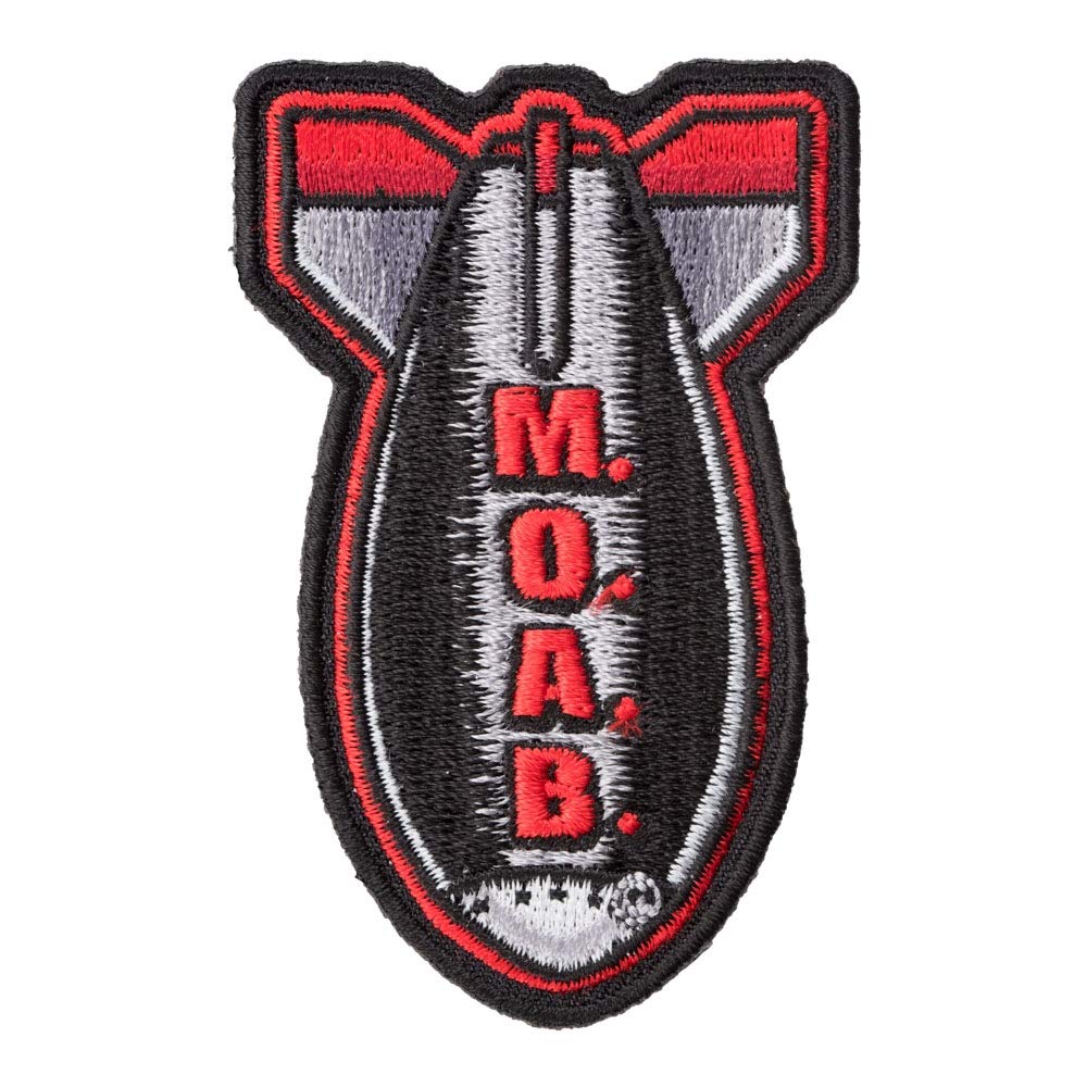 PatchStop Missile Bomb MOAB Black Iron-On Patches (2x3 Inch) - Embroidered Military Style Patches for Jackets, Jeans & Bags - DIY Sew On Badges for Tactical Gear, Biker Vest & Denim Fashion