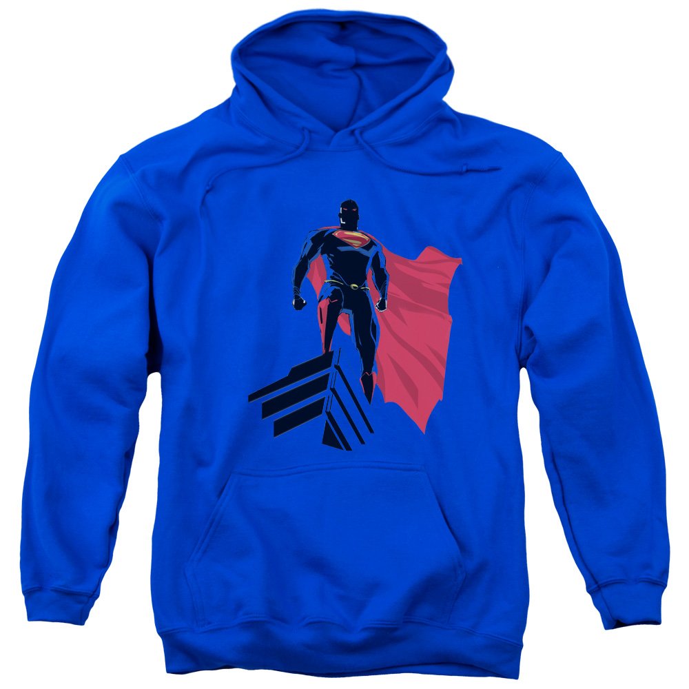 Trevco Men's Superman Man of Steel Hoodie Sweatshirt | DC Comics Superhero Zip-Up Pullover | Casual Wear & Cosplay Costume for Fans