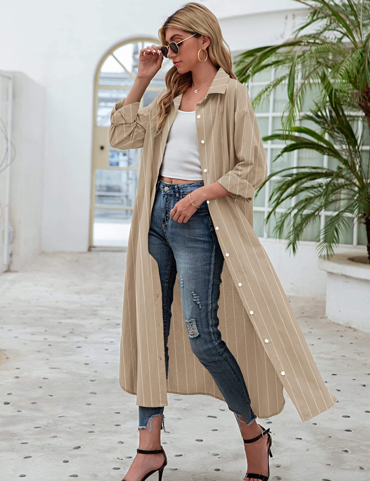 Women's Cotton Linen Shirt Dress - Casual Loose Maxi Dress for Summer | Perfect for Beach, Vacation & Everyday Wear