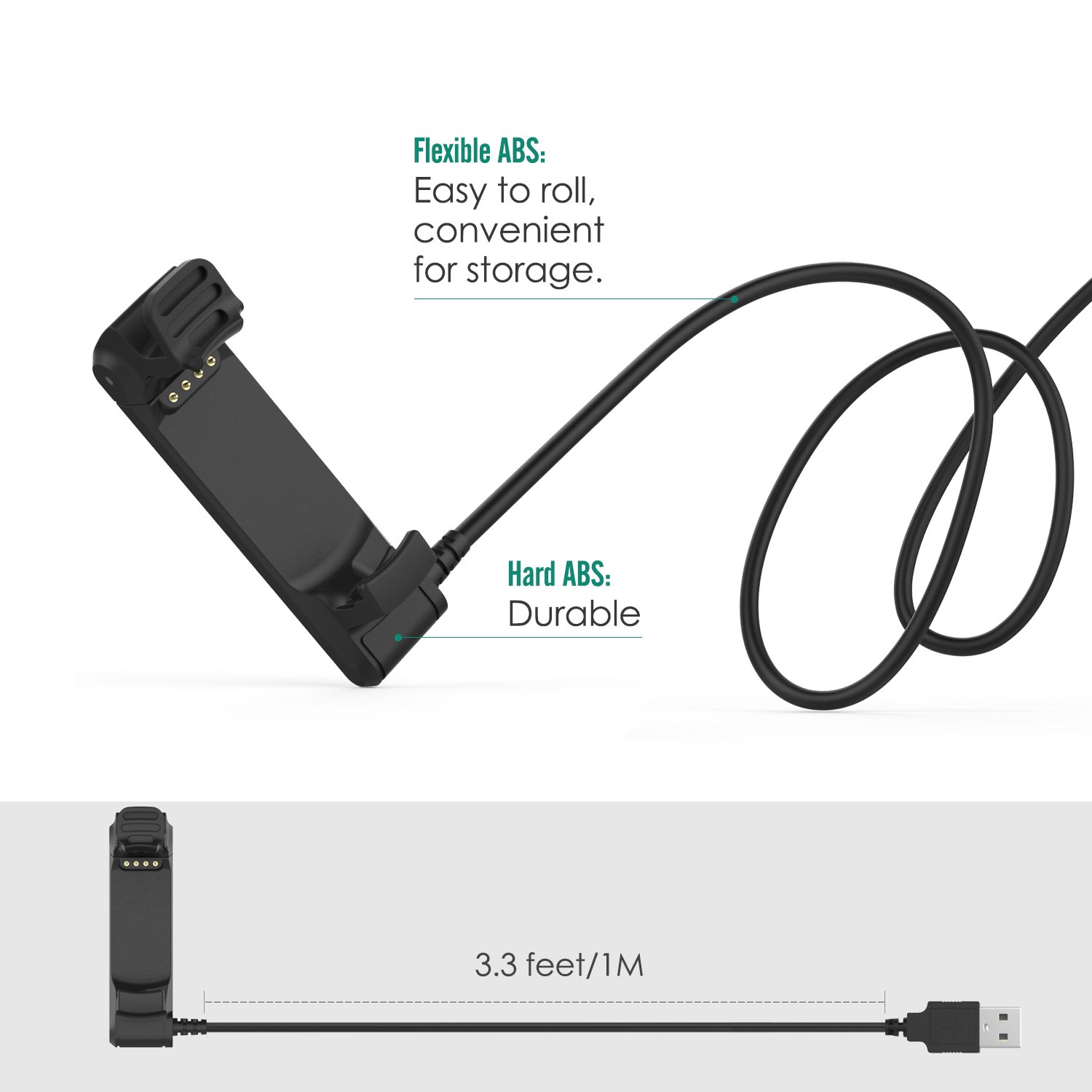 MoKo USB Charger Dock for Garmin Forerunner 220 - Black Sync Charge Cradle with 1M Cable | Perfect for Charging & Data Transfer of Your Forerunner 220 Smartwatch at Home, Office or Travel