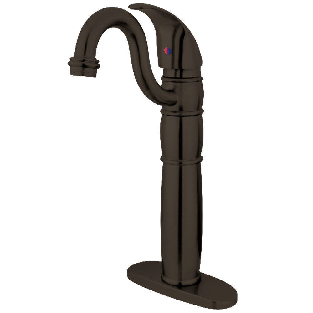 Kingston Brass KB1422LL Modern Vessel Sink Faucet - Single Hole Bathroom Sink Faucet with High Arc Spout for Vanity, Powder Room & Luxury Home Decor