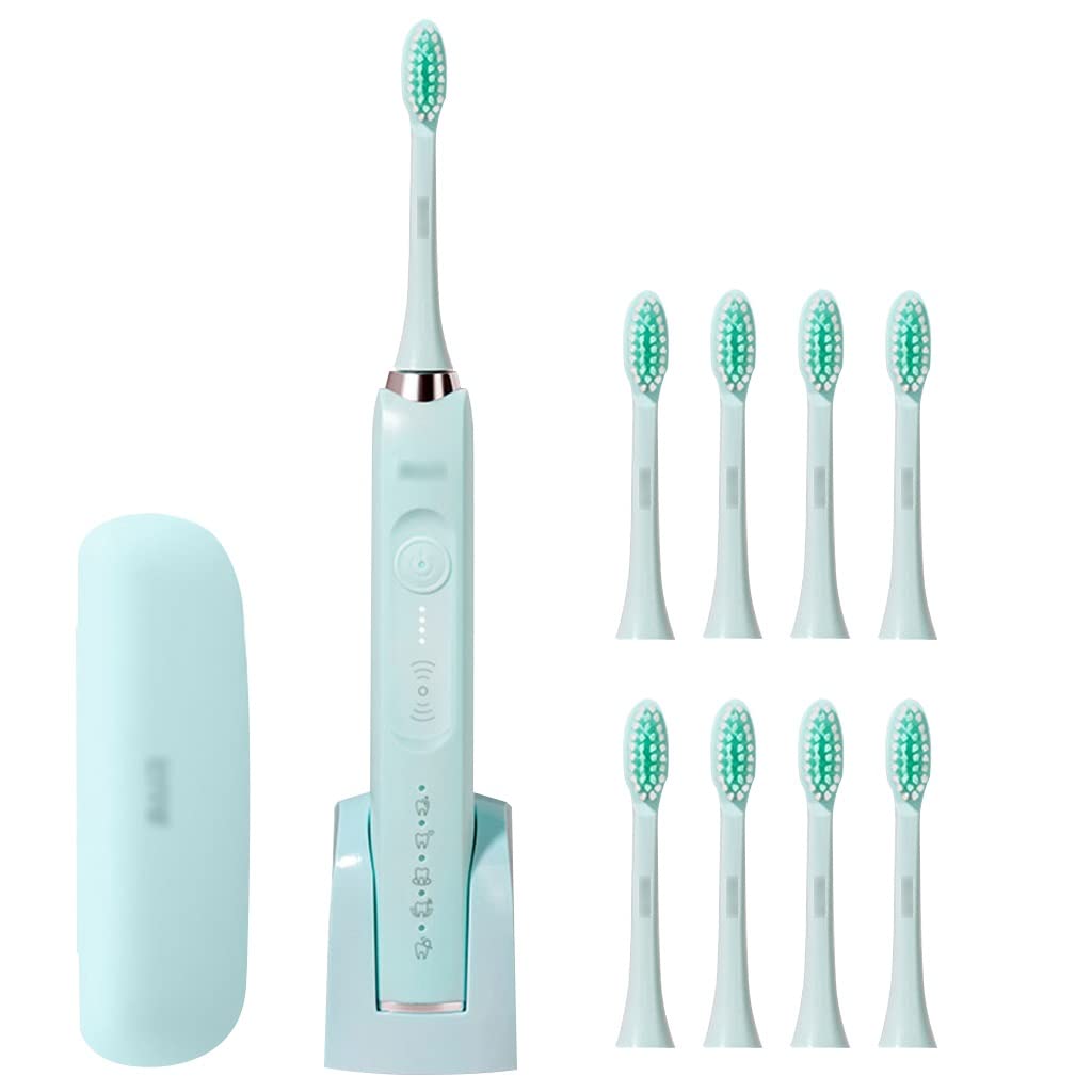 Rechargeable Electric Toothbrush Set - Waterproof Sonic Toothbrush with 2 Brush Heads, 5 Modes & 30-Day Battery Life (Blue, 29 x 2.6cm) - Perfect for Travel & Home Oral Care
