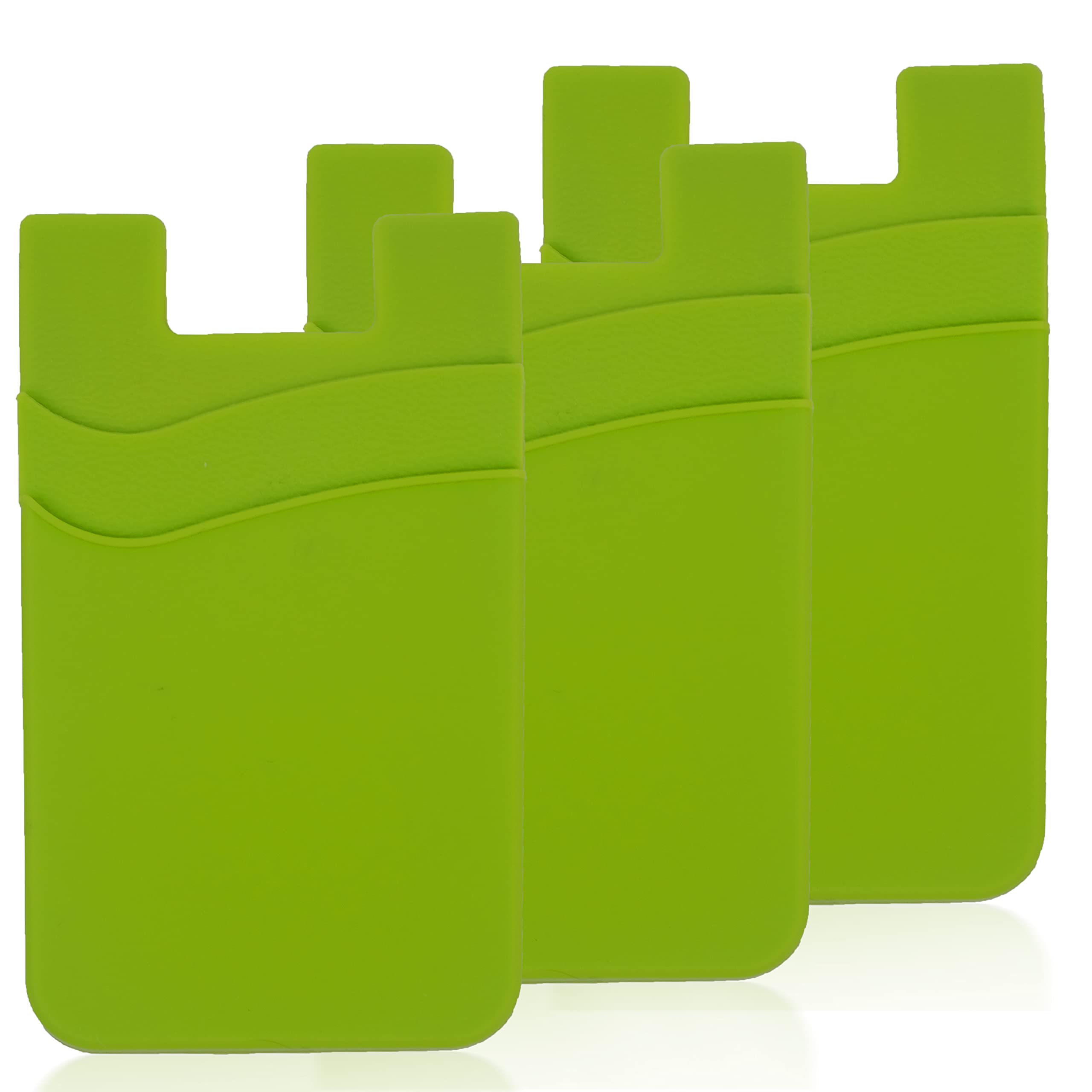 3 Pack Green Adhesive Phone Wallet - Stick on Card Holder for iPhone & Samsung - Perfect for Gym, Travel & Everyday Use (Credit Cards, ID, Cash)