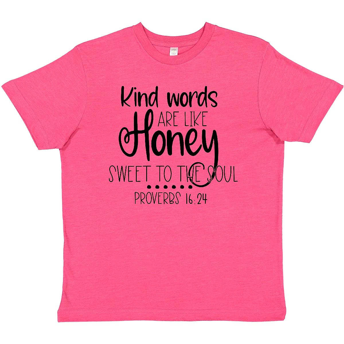 Inktastic Kind Words are Like Honey Sweet to The Soul Youth T-Shirt | Inspirational Christian Kids Tee | Soft Cotton Comfort for School & Church