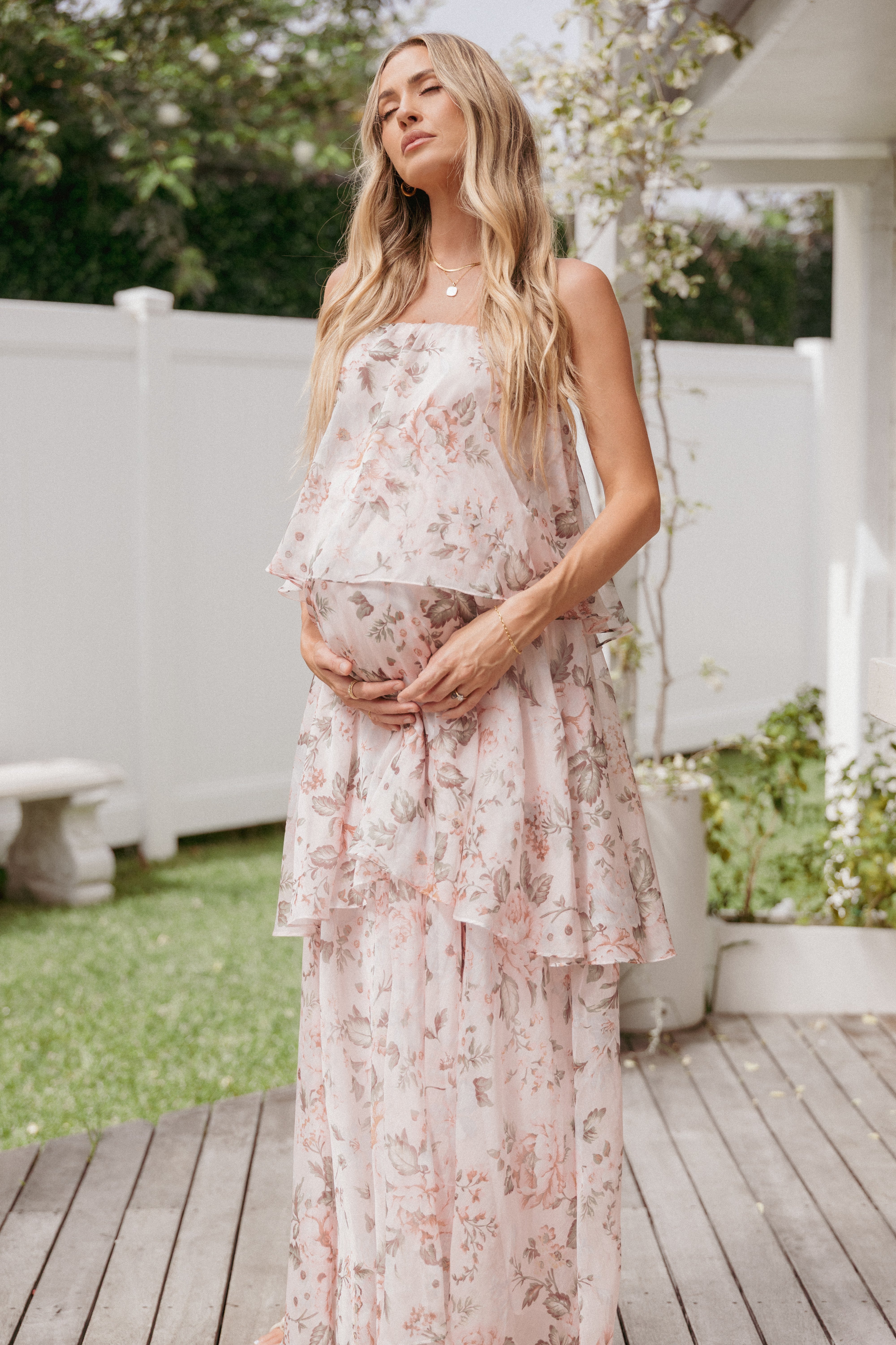 Strapless Maxi Dress with Floral Print - Elegant Summer Beach Wedding Party Gown for Women | Perfect for Vacations, Date Nights & Special Occasions