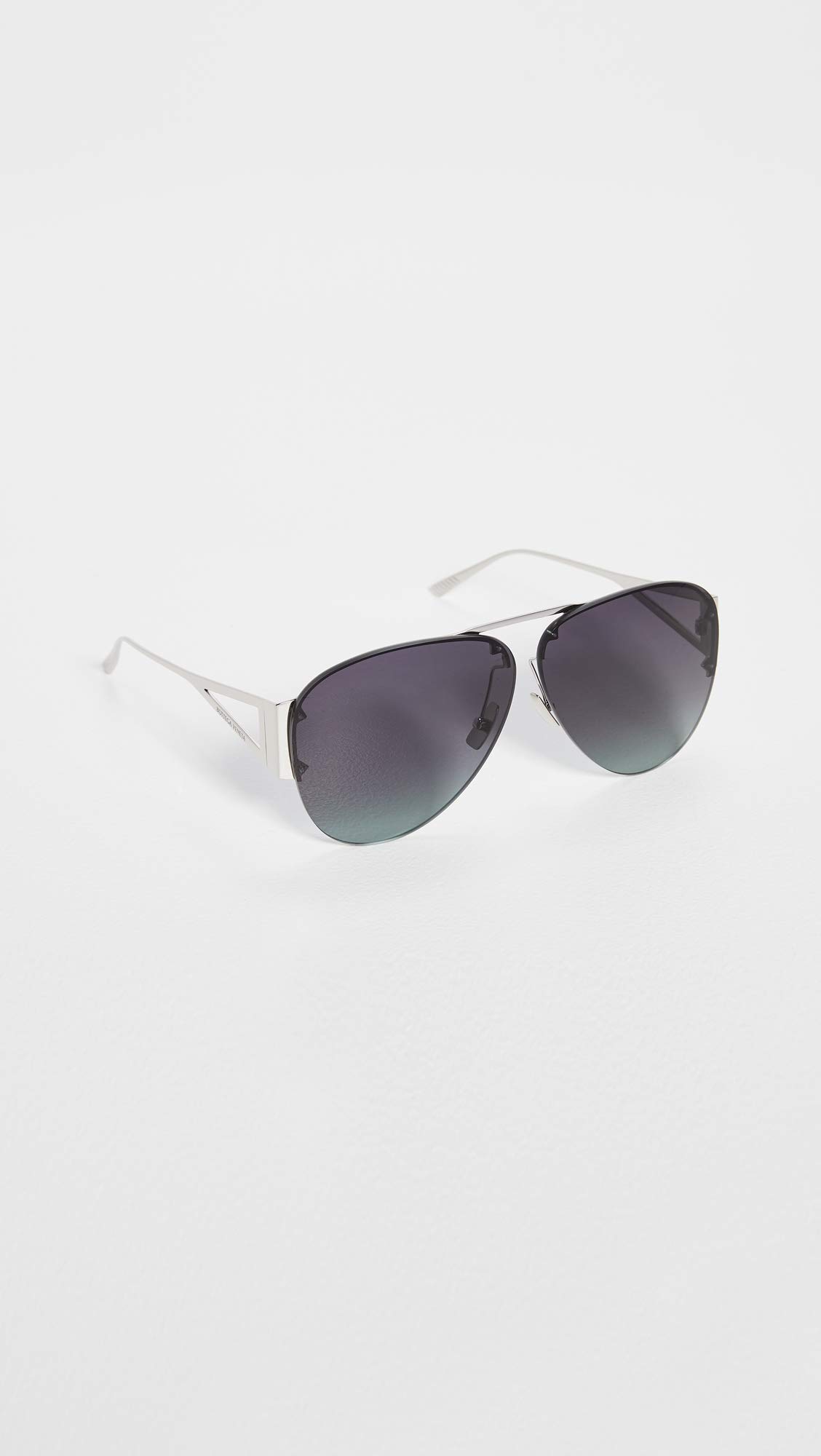 Bottega Veneta Women's Aviator Sunglasses - Silver Frame with Blue Lenses, One Size - Perfect for Driving, Travel & Fashion Accessories