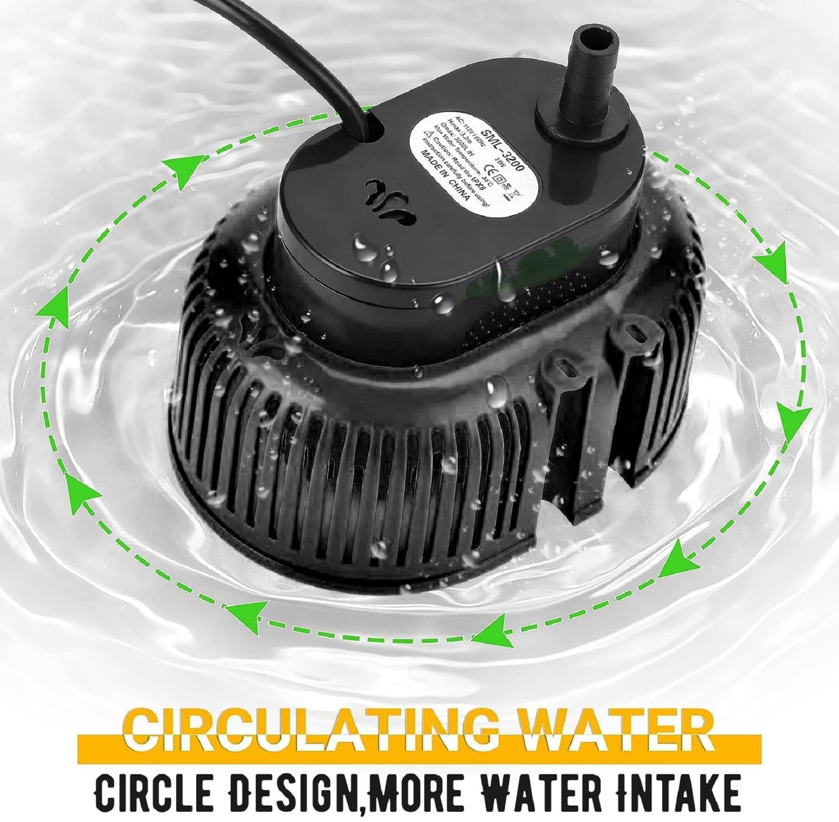 **Heavy Duty Submersible Pool Cover Pump for Above Ground Pools - 3300 GPH Water Pump with 16ft Drainage Hose & 25ft Power Cord - Ideal for Pool Draining, Sump Pumping, and Flood Prevention (Black)**
