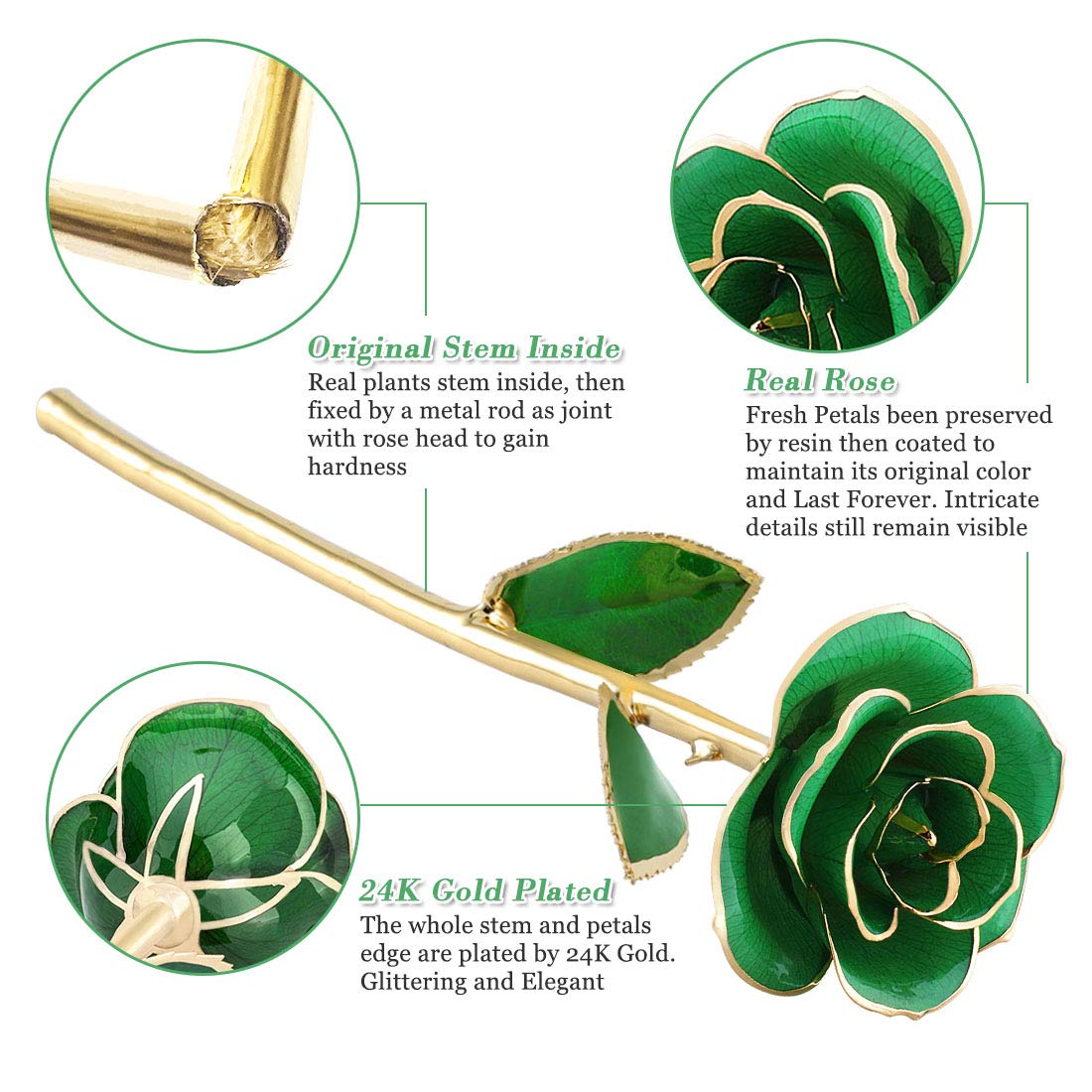 24K Gold Dipped Real Rose - Eternal Valentine's Day Gift for Girlfriend, Wife, Mom, Grandma | Romantic Birthday, Anniversary, Sweetest Day Present | Unique Golden Rose for Best Friend & Confidante | Perfect for Weddings, Home Decor & Special Occasions
