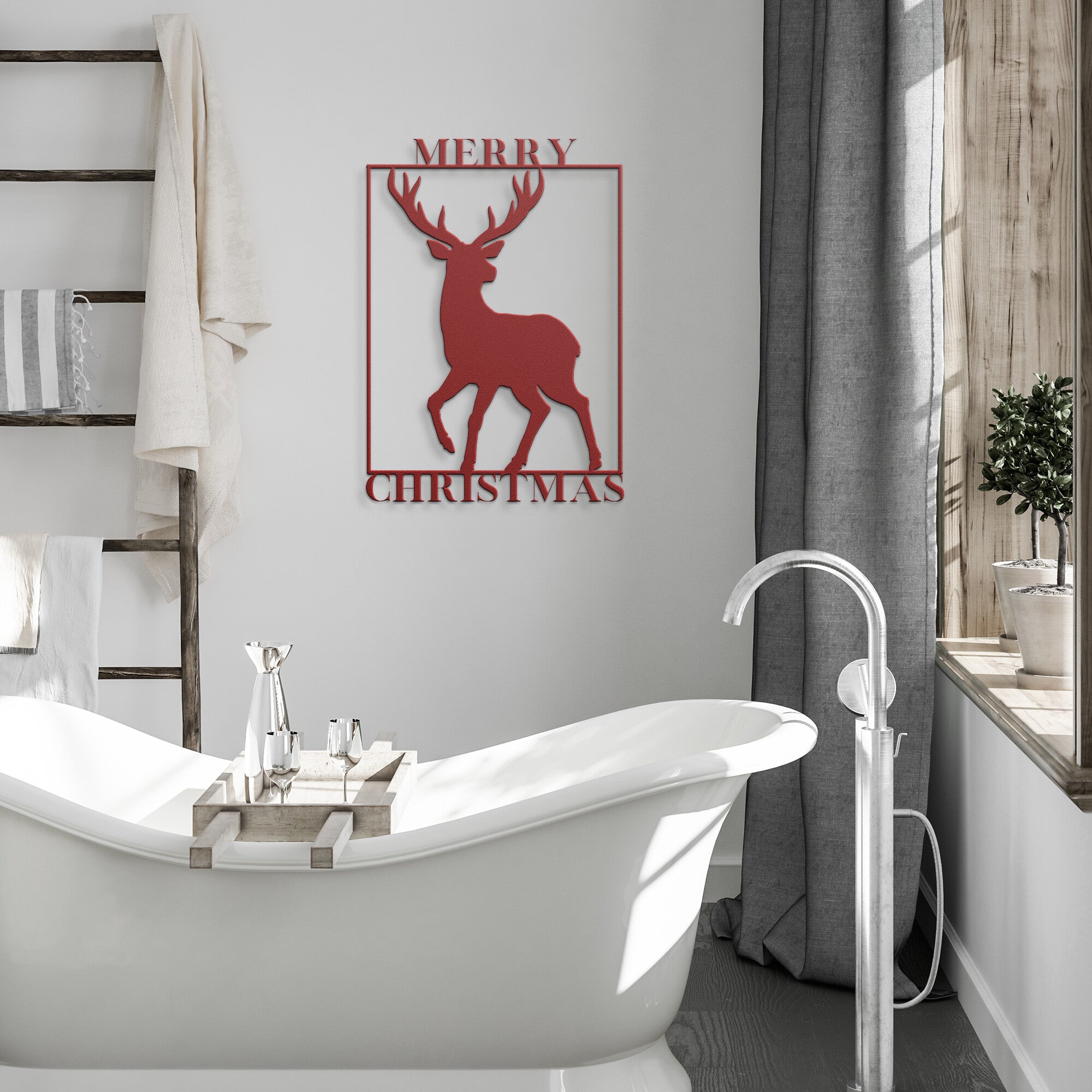 Merry Christmas Metal Wall Art Decor - Holiday Steel Seasonal Home Decor for Living Room, Bedroom & Office