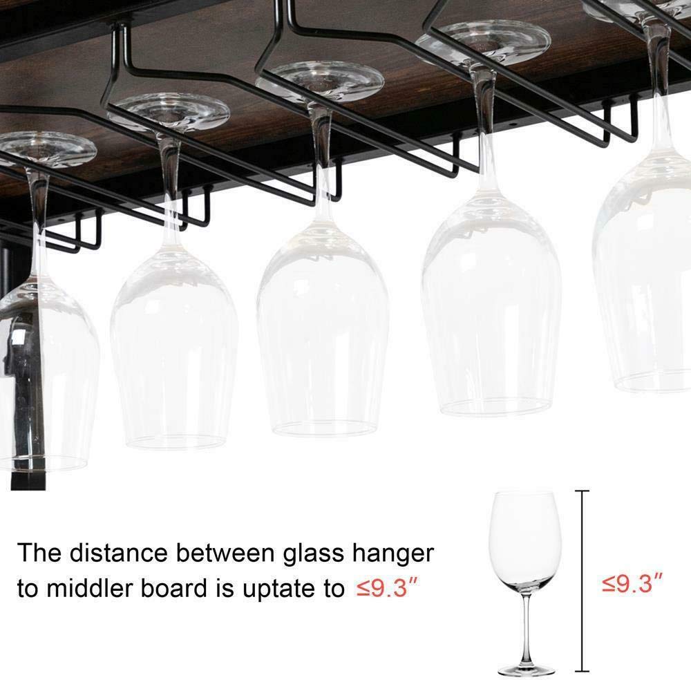 Premium 3-Tier Rolling Kitchen Cart with Wine Storage Rack - Sturdy Wood & Iron Construction, Easy Assembly - Perfect for Dining Room, Home Bar, Office & Industrial Spaces - Multi-Purpose Serving Trolley with Glass Holder & Smooth-Rolling Wheels