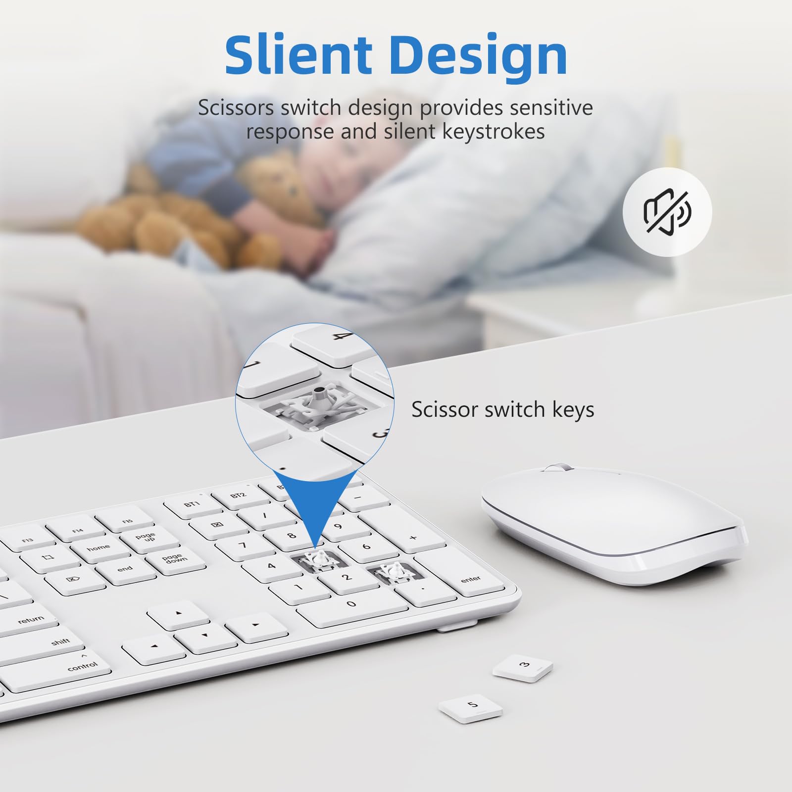 OMOTON Wireless Bluetooth Keyboard & Mouse Combo for Mac - Office & Home Use