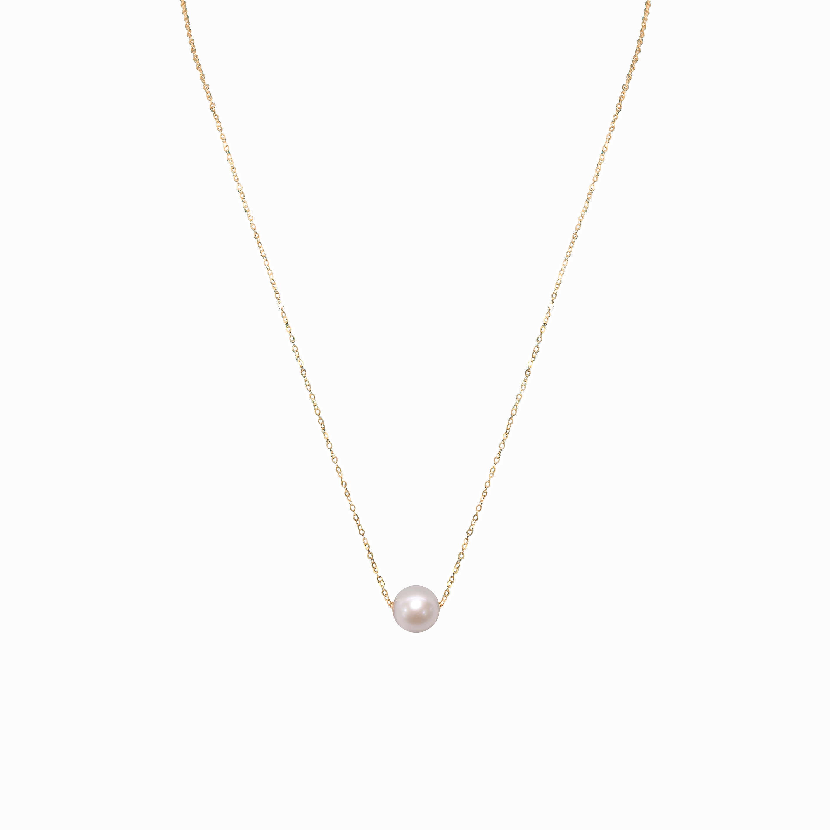 10mm 18K Gold Solitaire Pearl Necklace for Women - Elegant White Cultured Pearl Pendant Jewelry Gift for Wedding, Anniversary & Special Occasions