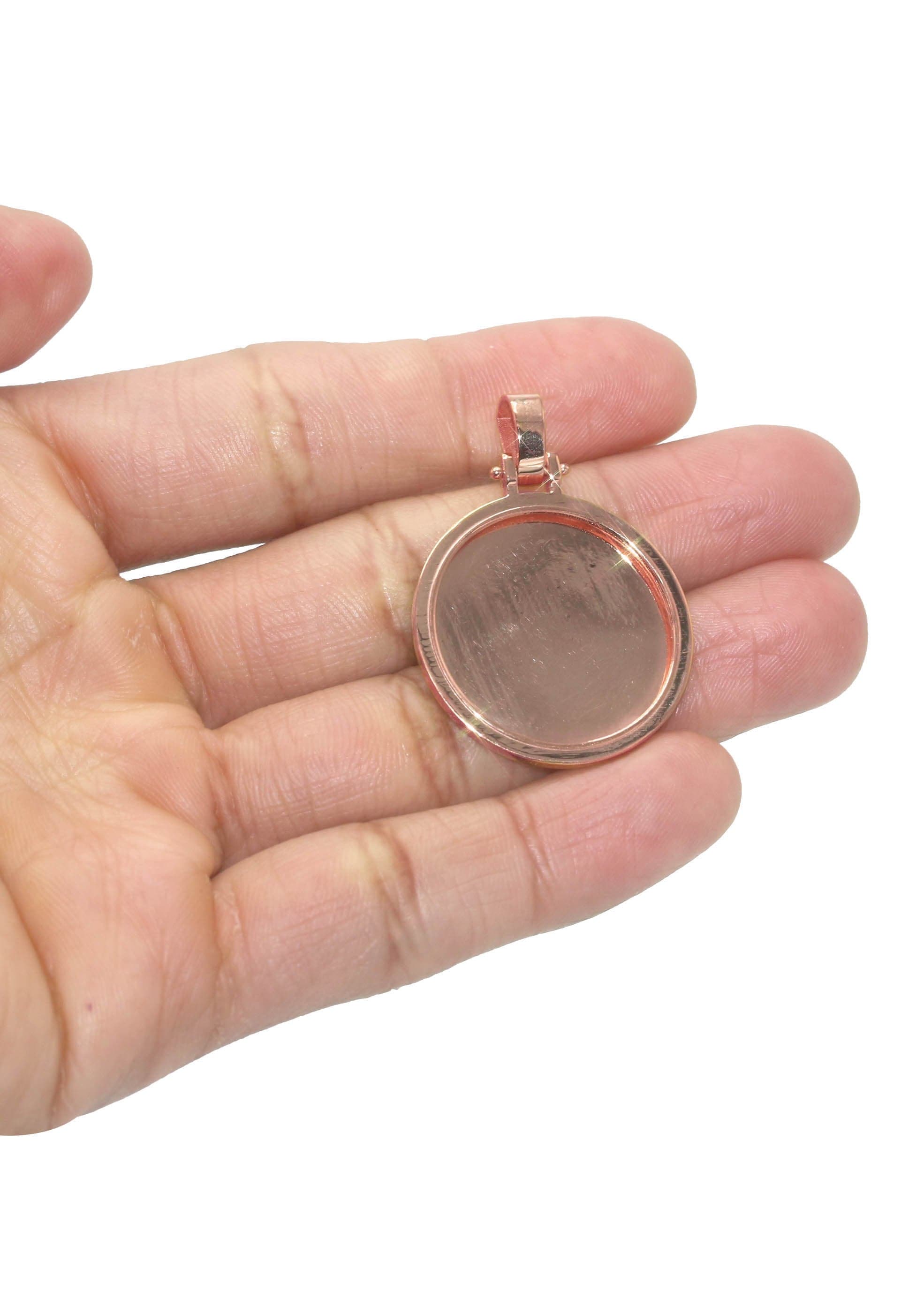 10K/14K Rose Gold Large Round Picture Pendant Necklace for Women - Personalized Photo Locket Jewelry Gift for Mom, Wife, Girlfriend - Perfect for Anniversaries, Birthdays & Special Occasions
