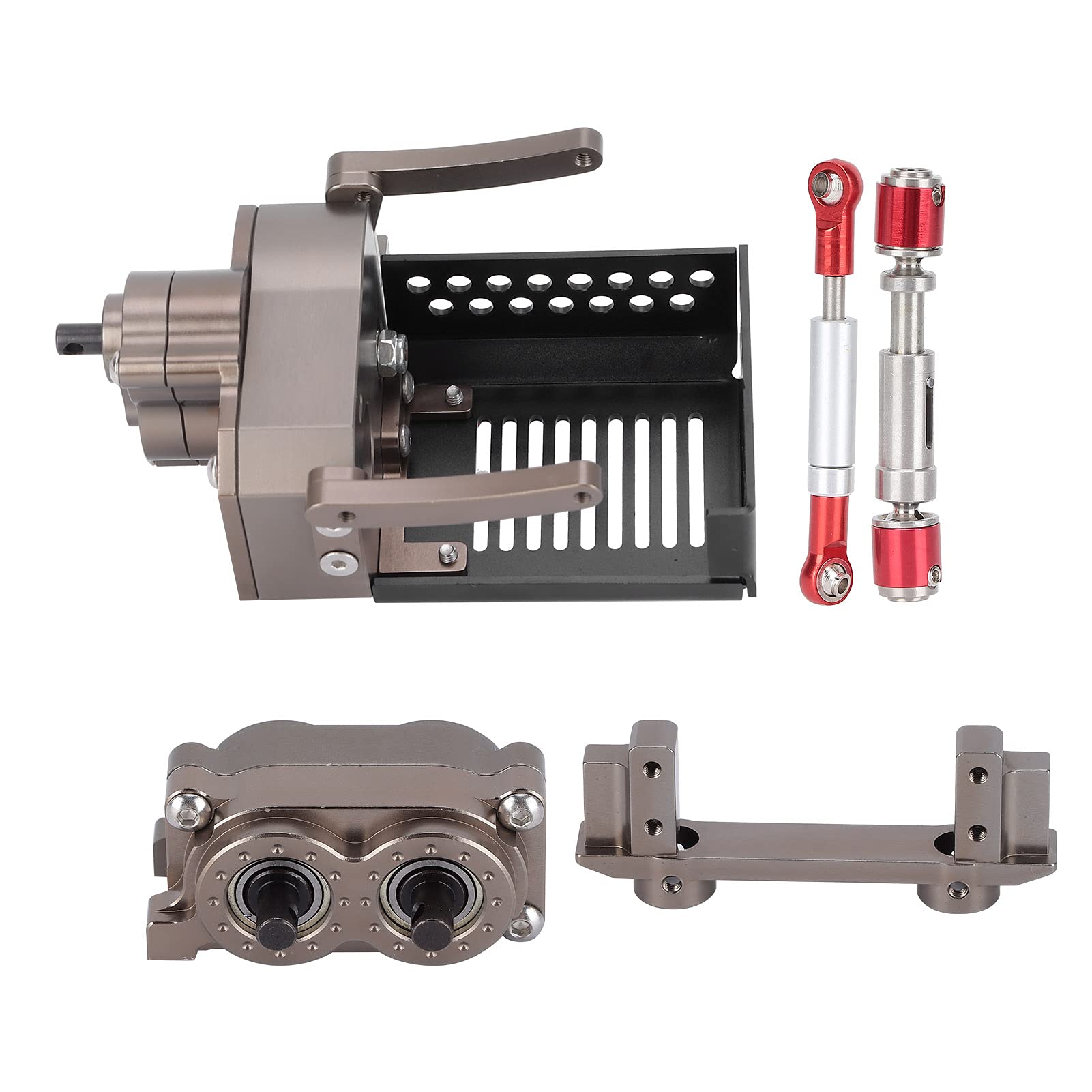 LZKW RC Front Motor Kit - Heavy Duty Aluminum Alloy Transmission Case Set for SCX10 1/10 RC Crawler - Durable Repair Parts for Off-Road Crawling & Rock Racing