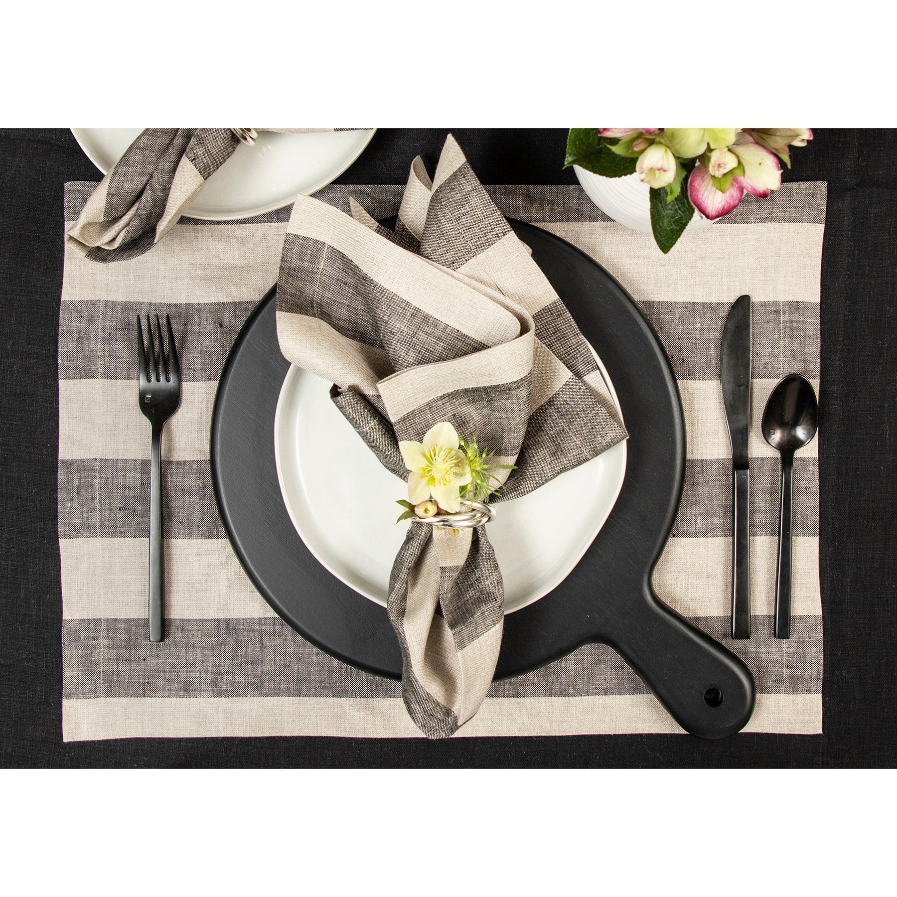 Premium Cabana Stripe Cotton Placemats Set of 4 - Waterproof & Washable Table Mats for Dining, Kitchen, and Outdoor Patio Decor