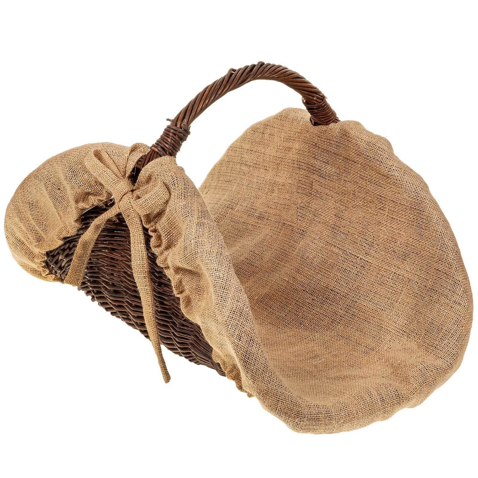 Premium Willow Firewood Basket with Jute Lining - Rustic Wood Carrier for Fireplace, Camping & Outdoor Decor - Heavy Duty Log Storage for Home, Patio and Cabin