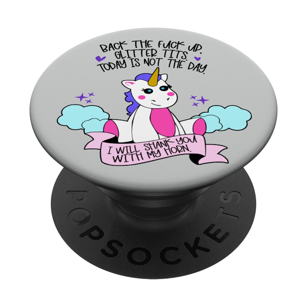 Back Off Glitter Tits PopSockets Grip - Phone Stand & Holder for iPhone, Samsung | Funny Sassy PopGrip for Women | Perfect for Office, Gym & Daily Use