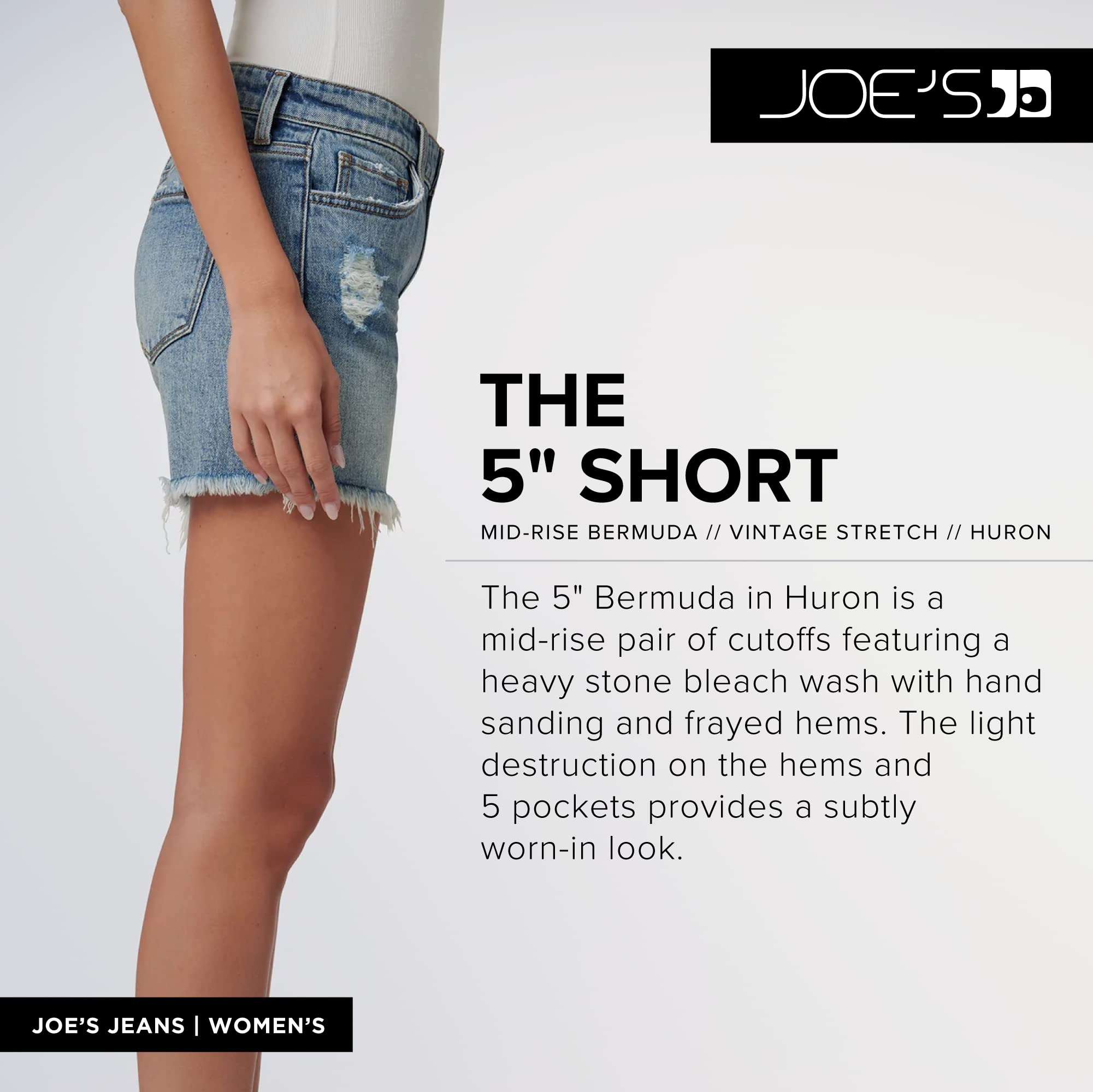 Joe's Women's The 5 Short - High Waisted Stretchy Denim Shorts for Women | Trendy Summer Fashion | Perfect for Casual Outings, Beach Vacations & Weekend Getaways