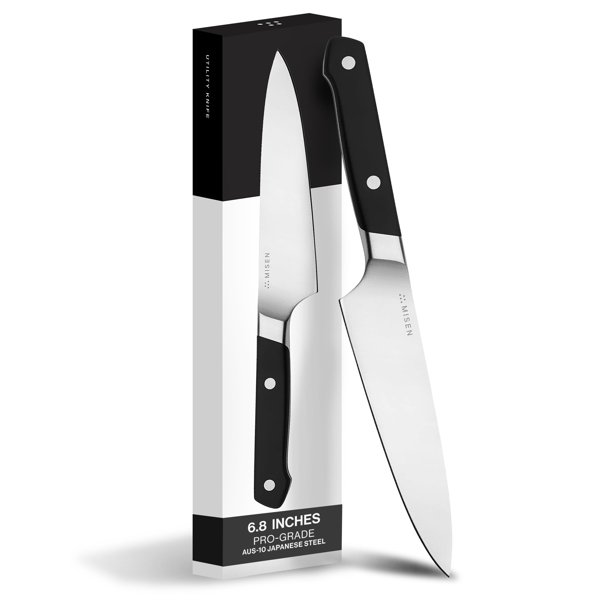Misen Ultimate 6.8 Inch Chef's Knife - Professional Japanese High Carbon Stainless Steel Kitchen Knife - German & Japanese Hybrid Blade - Perfect for Slicing, Dicing & Chopping - Ideal for Home Cooks & Professional Chefs - Black
