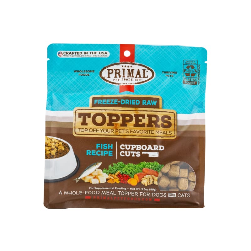 Primal Cupboard Cuts Fish Recipe Freeze-Dried Raw Dog & Cat Food Topper - 2 Size Options for Small & Large Pets - Perfect for Mealtime Enhancement & Training Treats