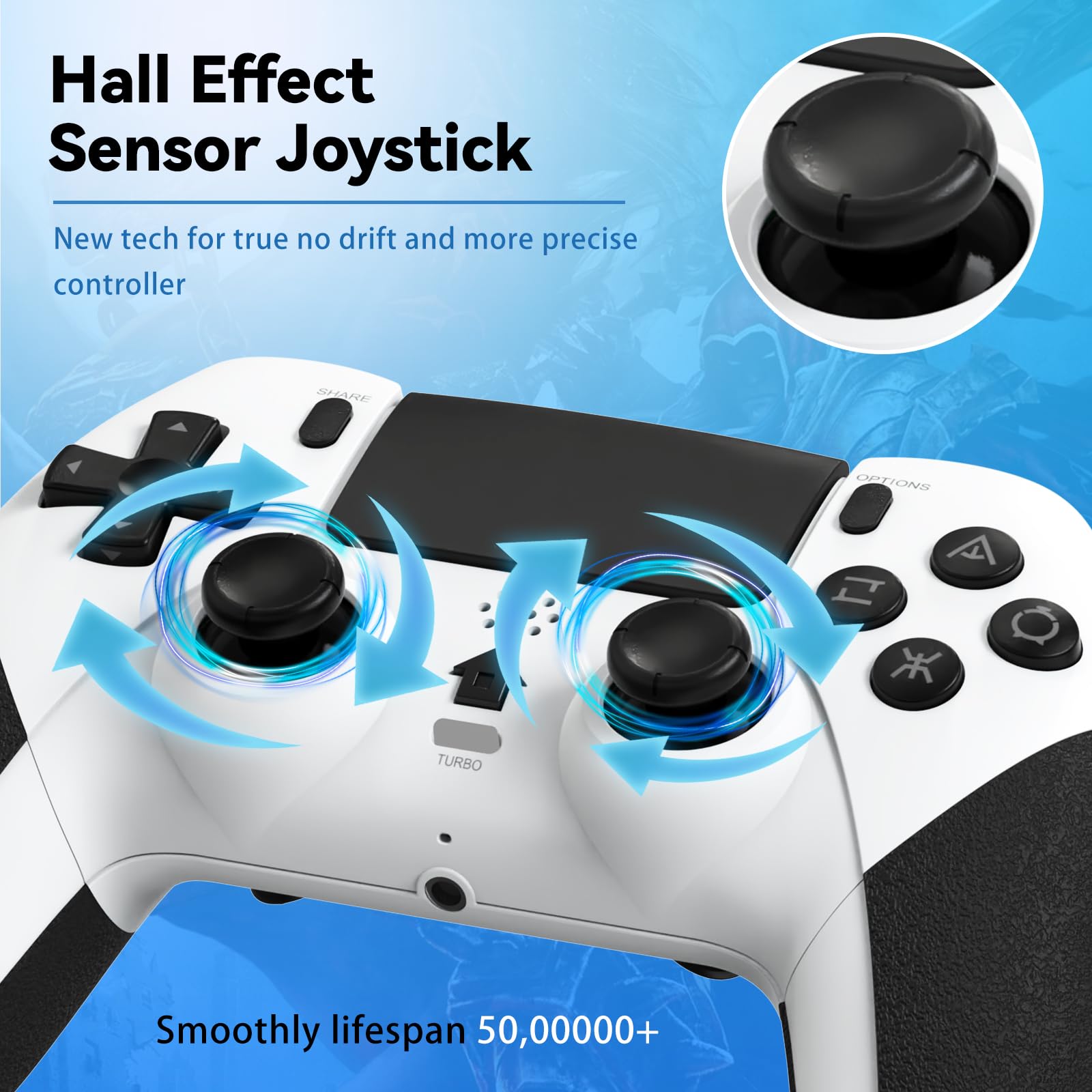 TERIOS Wireless PS4 Controller - Hall Effect Joystick (No Drift), Built-in Speaker, 6-Axis Motion Sensor, Turbo Function - Compatible with PS4/PS4 Pro/PS4 Slim (Black) | Perfect for Gaming, Streaming & Long Play Sessions