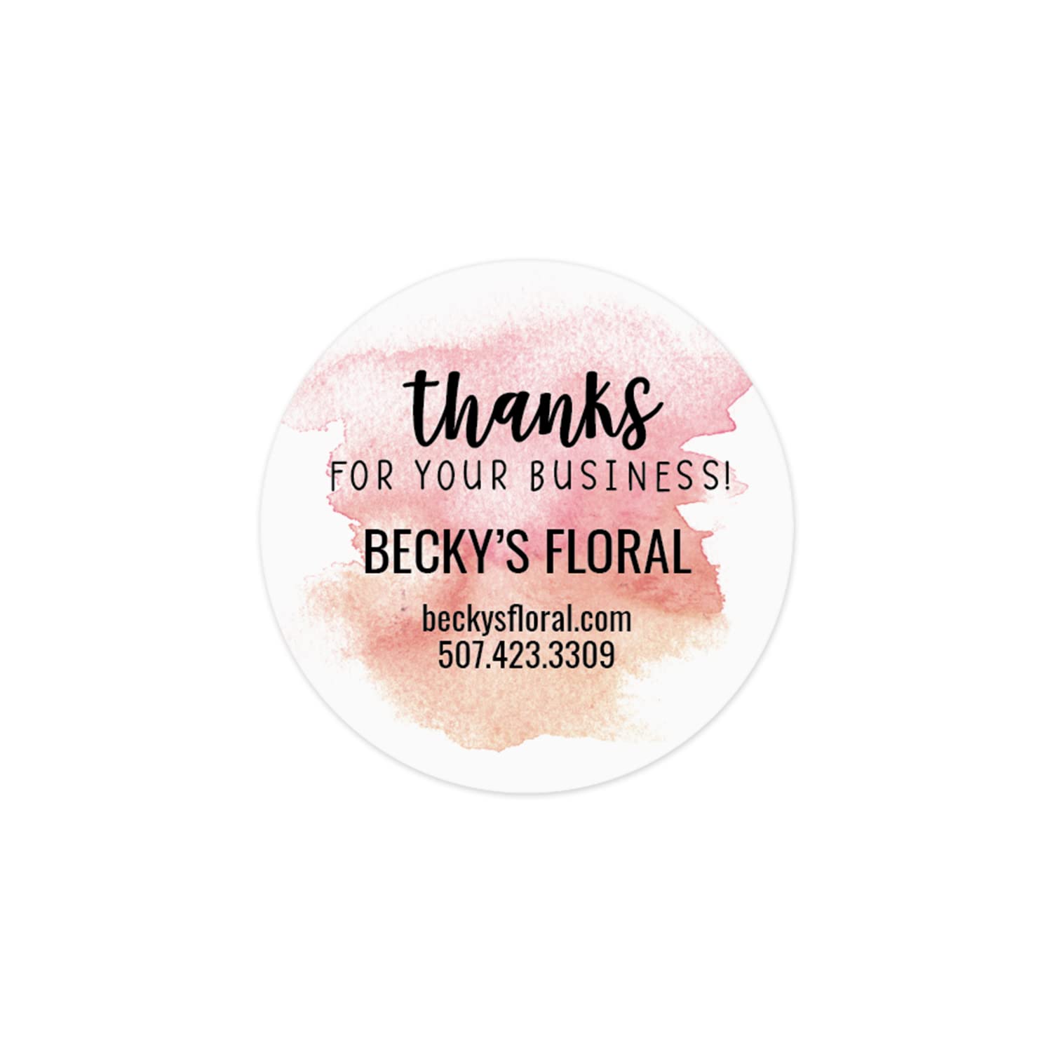 Custom Pink Watercolor Small Business Stickers - 1.5