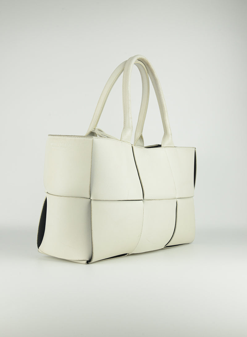 Bottega Veneta White Leather Arco Tote Bag - Luxury Designer Handbag for Women, Perfect for Work, Travel & Everyday Use