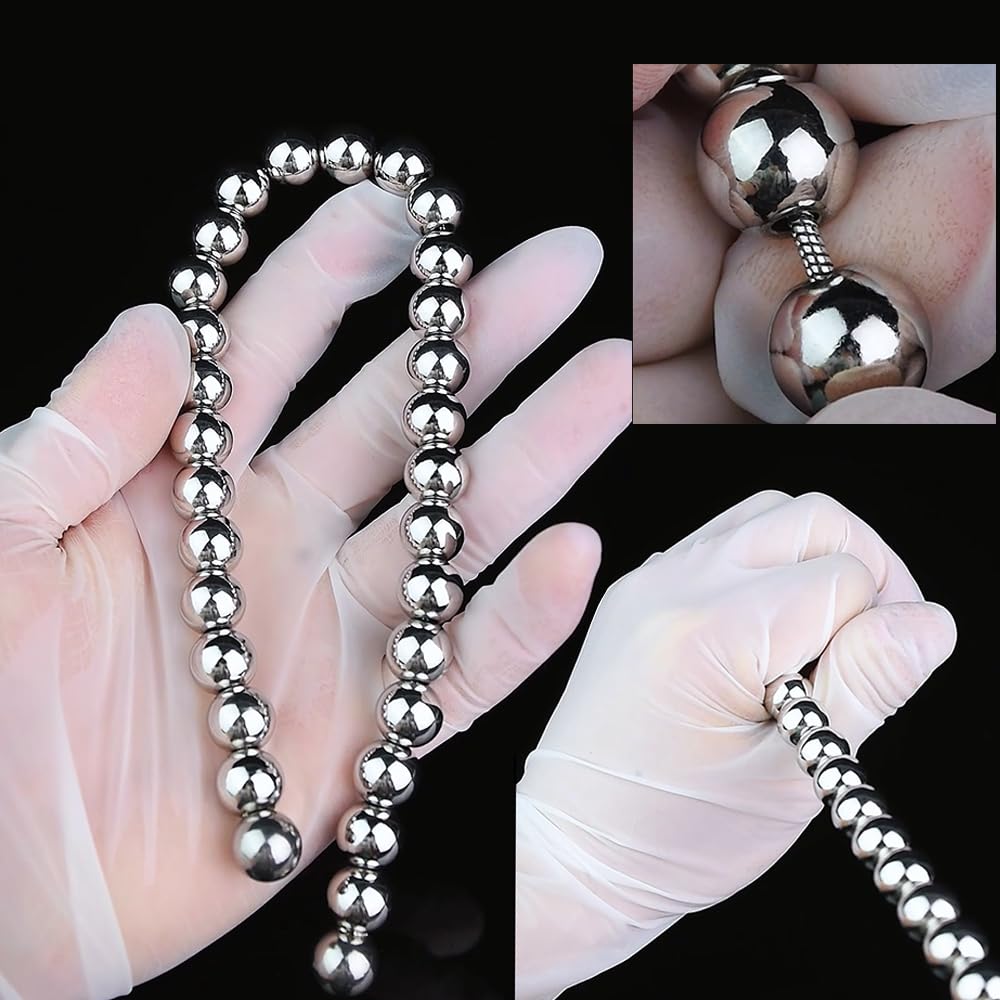 Premium Stainless Steel Anal Beads for Couples - 4 Sizes (S/M/L/XL) - Smooth Metal Round Ball Design for Comfortable Play - Perfect for Sensual Massage, Couples Intimacy & Solo Exploration