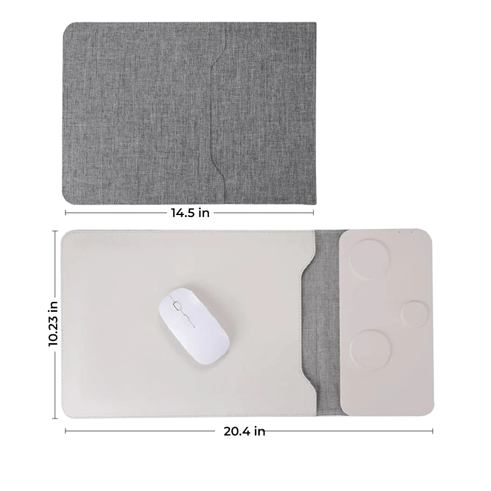 PowerPad Pro 3-in-1 Wireless Charger for iPhone, Samsung & AirPods | Premium Laptop Sleeve Case | Fast Charging Station for Home, Office & Travel