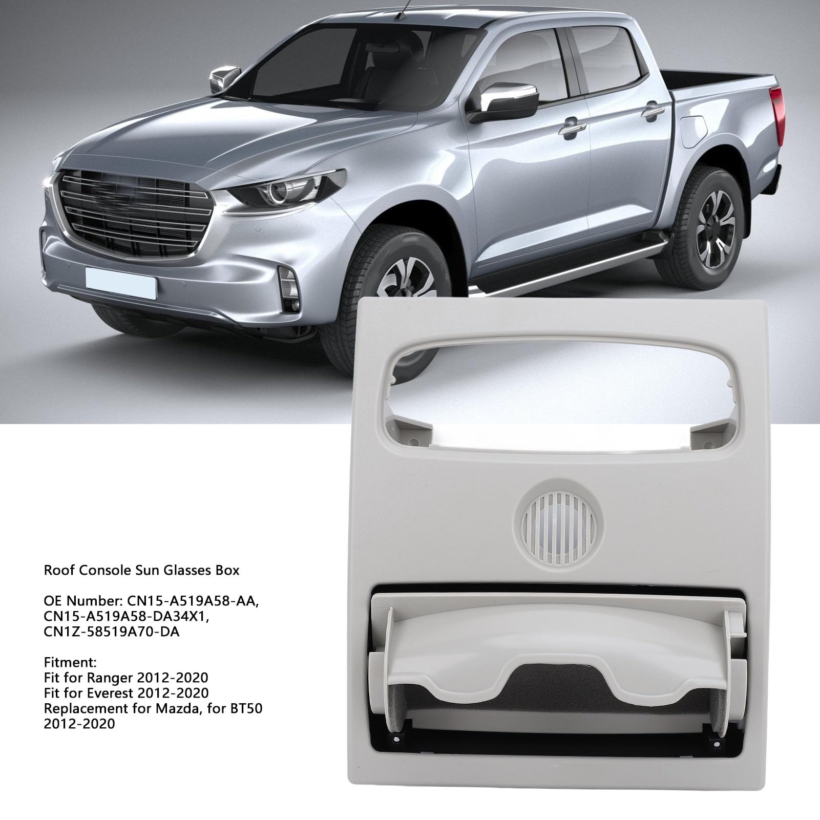 Overhead Sunglasses Holder for Ford Ranger - Roof Console Storage Box with AA Rating | Perfect for Road Trips & Outdoor Adventures