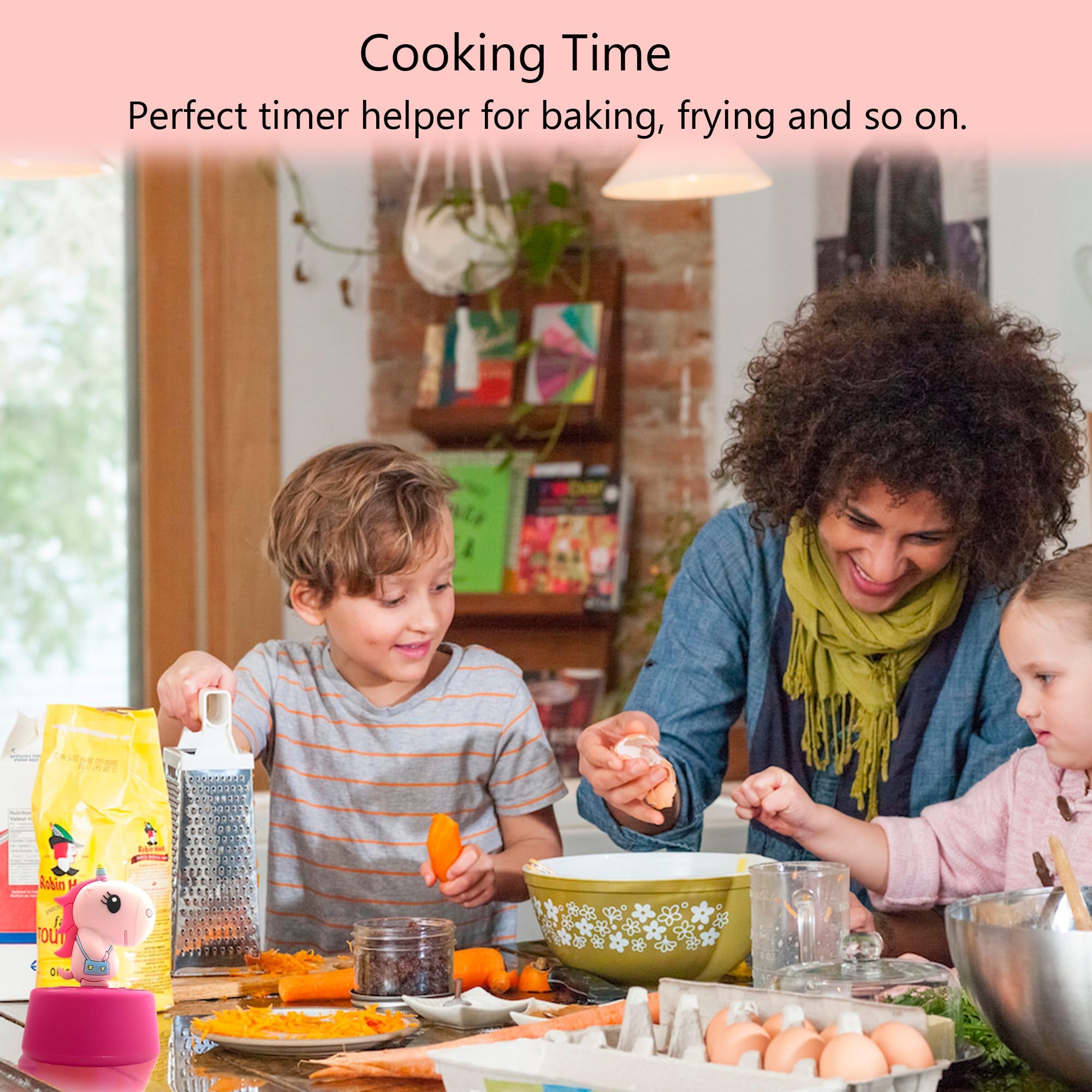 60-Minute Mechanical Timer for Kids Classroom, Kitchen Cooking, Study & Workout - Pink Unicorn Design | Perfect for Baking, Shower Countdown & Time Management