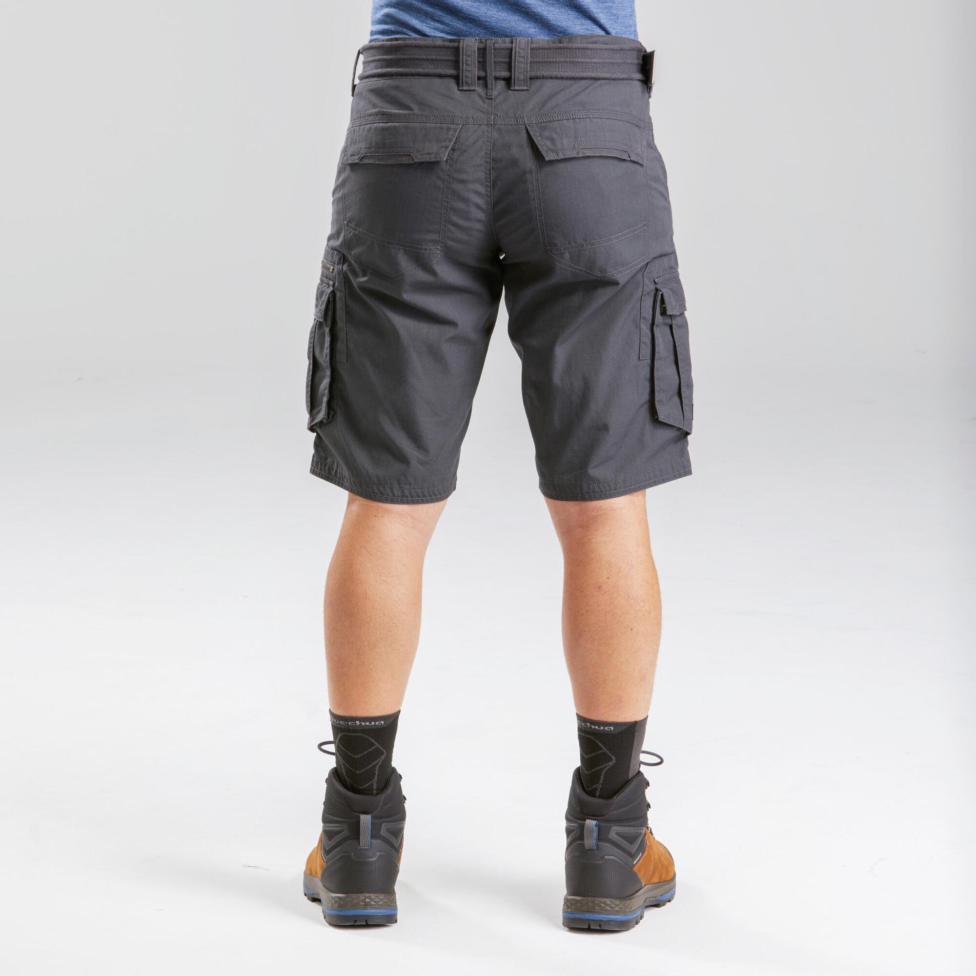 Forclaz Men's Travel 100 Cargo Shorts - Lightweight Quick-Dry Hiking Shorts with Multiple Pockets for Outdoor Adventures, Camping & Travel