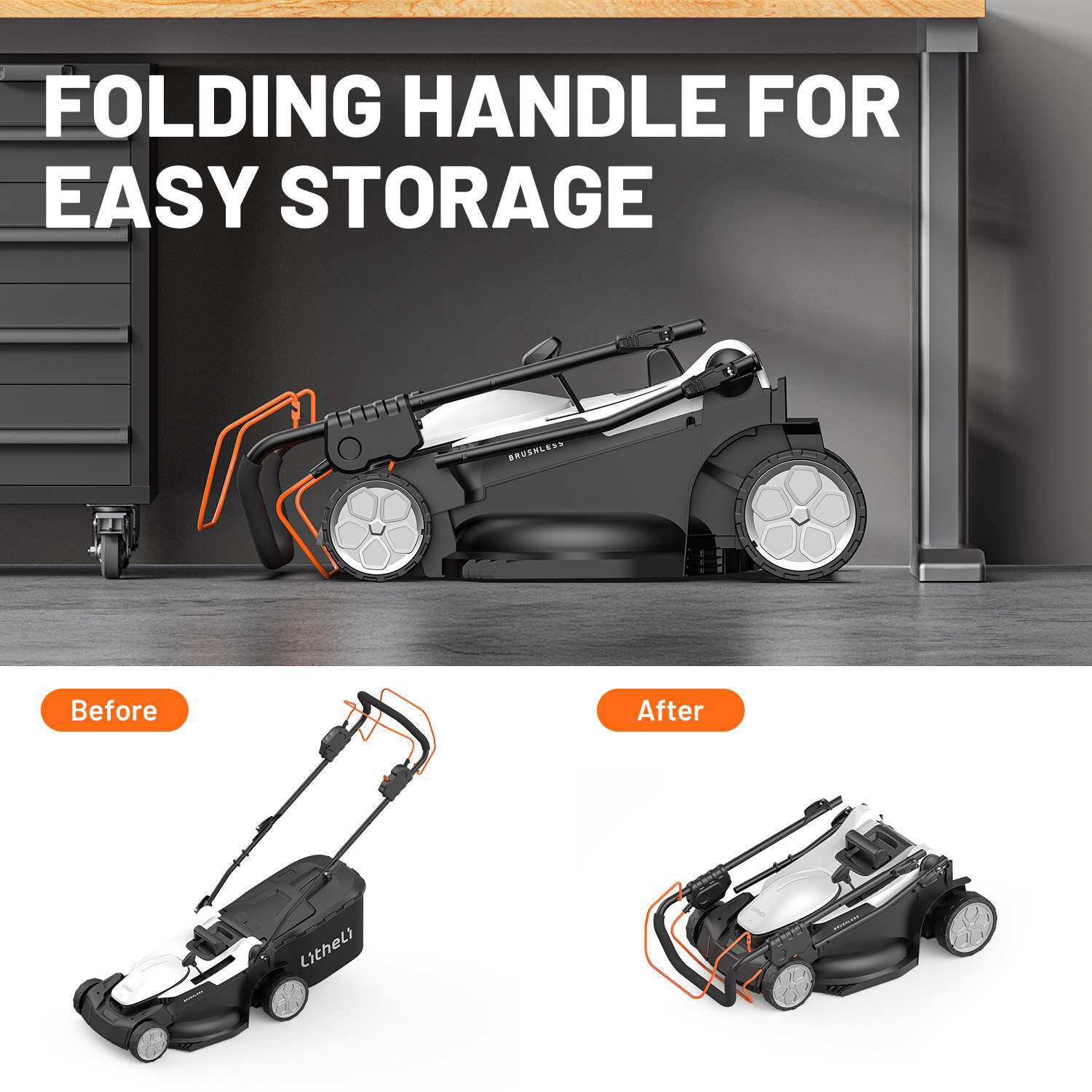 Litheli 20V Brushless Self-Propelled Cordless Lawn Mower with 2x4.0Ah Batteries - 18 Inch Cutting Width - Perfect for Medium to Large Yards & Landscaping