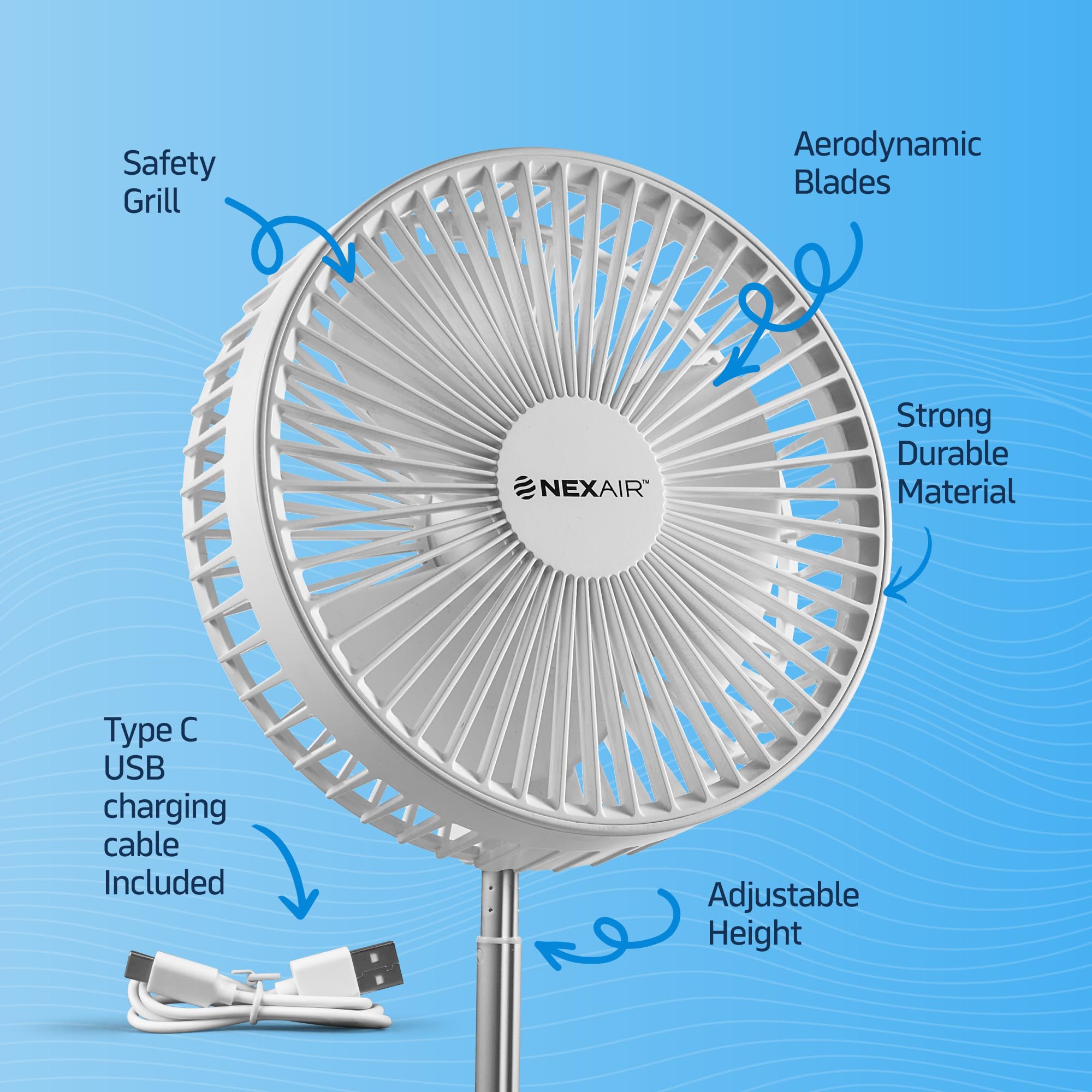 Foldable Oscillating Fan with Remote Control - 4 Speed Adjustable Height (14”–40