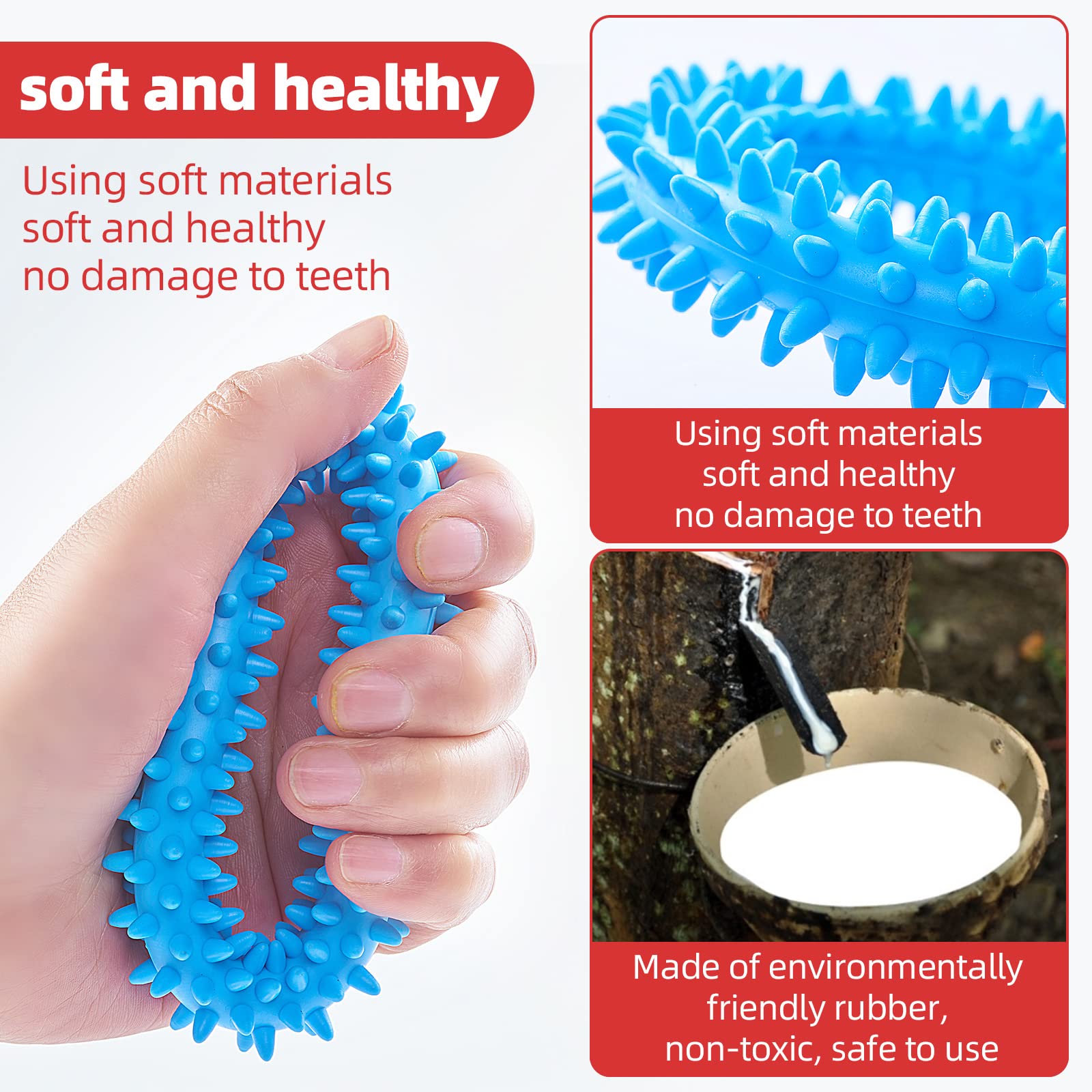 Hurray 3 Pack Puppy Teething Chew Toys - Relieve Itching, Clean Teeth, Durable Rubber Dental Chew for Small Dogs & Puppies Up to 15 lbs - Perfect for Teething Relief and Indoor Playtime