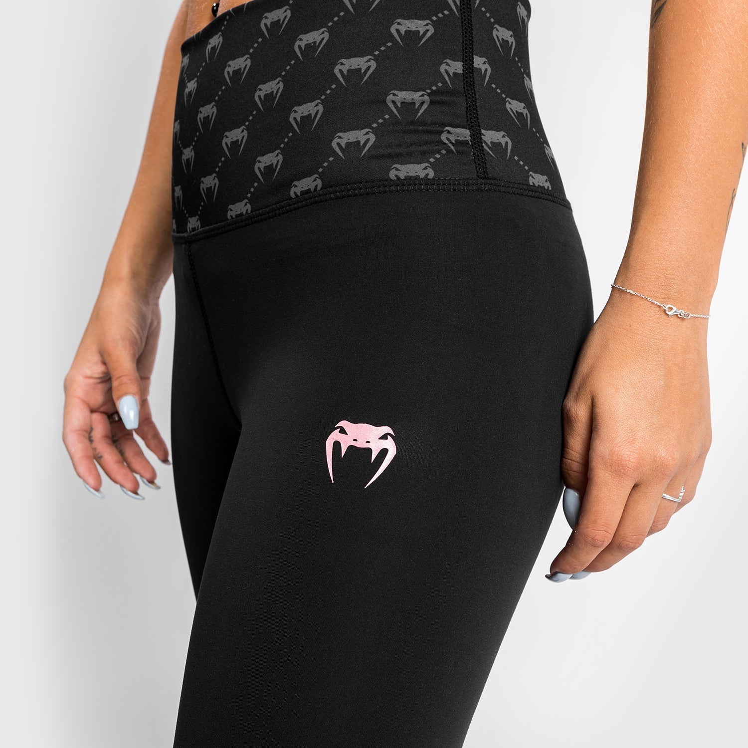 Venum Monogram 7/8 Leggings for Women - Black/Pink Gold Workout Leggings - High Waist Yoga Pants for Gym, Running & Fitness Training