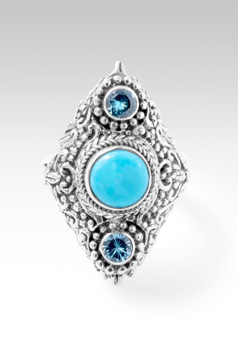 Joyful Journey Ring II™ - Sleeping Beauty Turquoise & Blue Zircon Sterling Silver Ring for Women | Boho Jewelry Gift for Travel Lovers & Adventurers