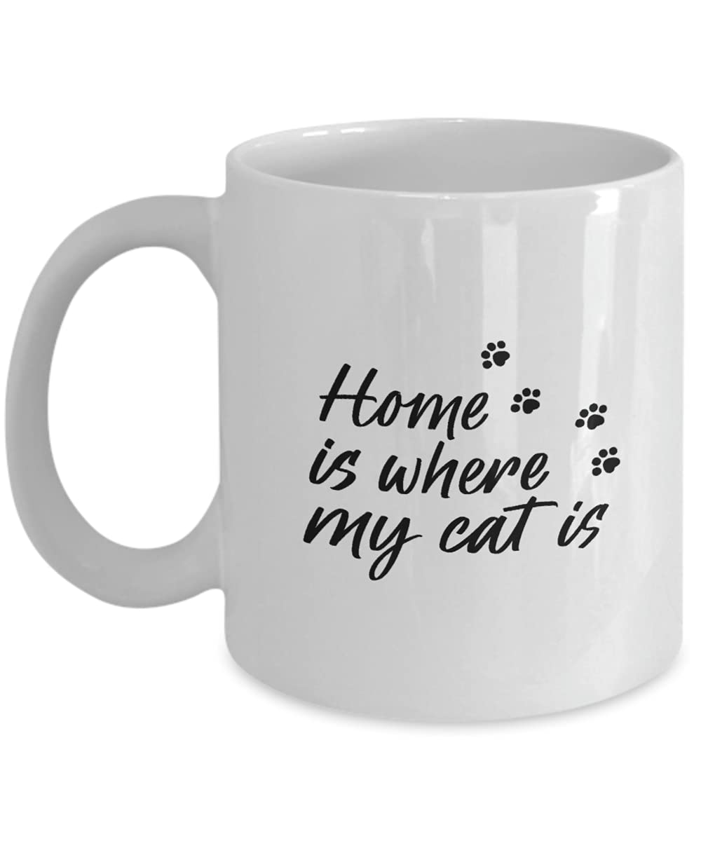Funny Cat Coffee Mug - 'Home Is Where My Cat Is' Ceramic Cup for Cat Lovers, Perfect Gift for Pet Owners - Enjoy Your Morning Coffee with This Cute Cat-Themed Mug