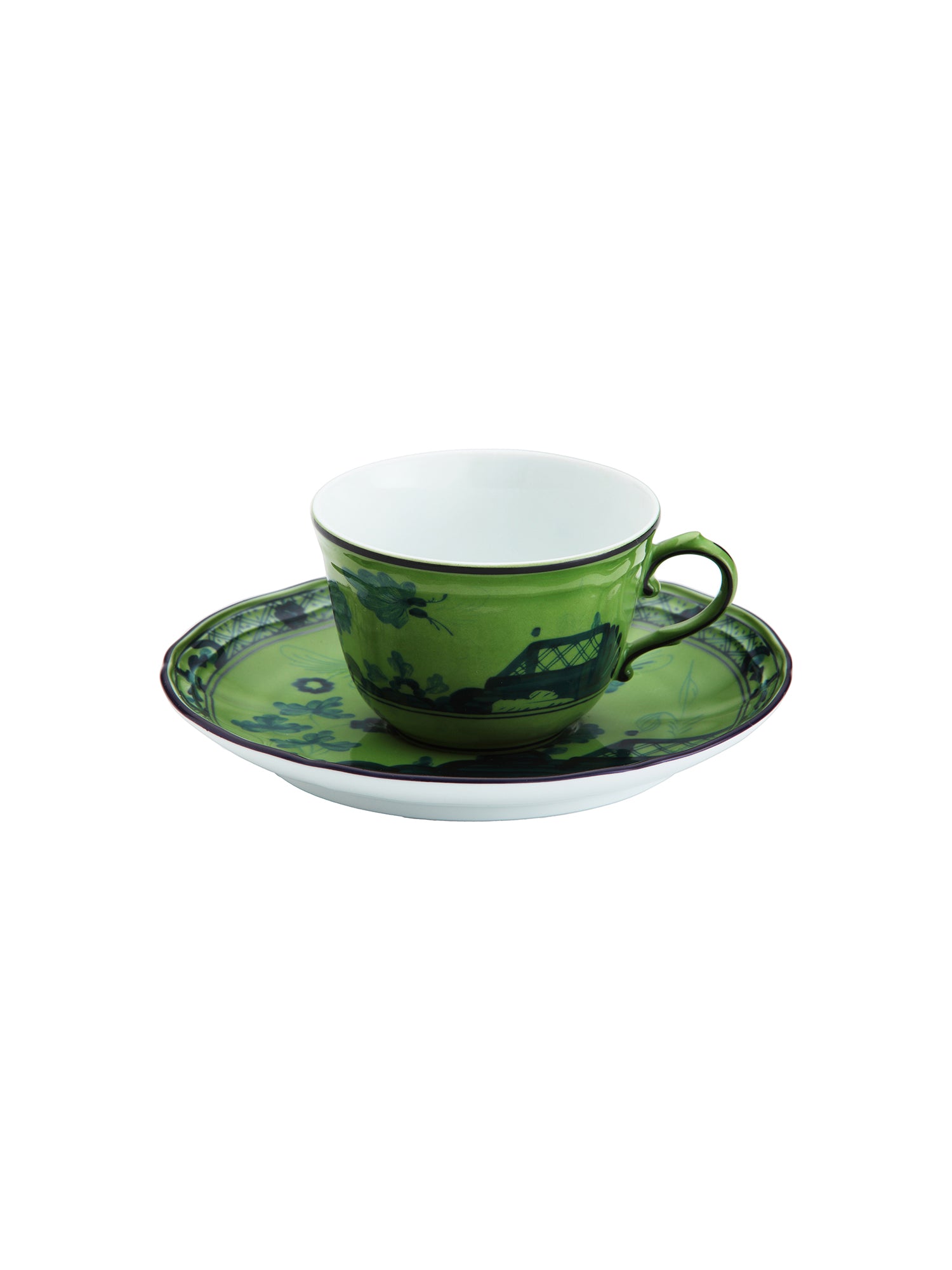 Oriente Italiano Porcelain Tea Cup and Saucer Set - Elegant Floral Design for Afternoon Tea, Coffee, and Dessert Serving - Perfect for Home, Cafe, and Gift Giving