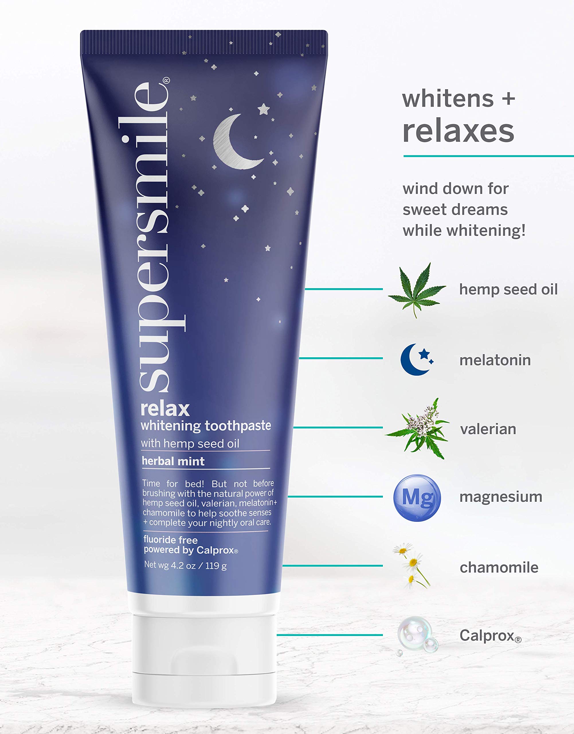 Supersmile Professional Whitening Toothpaste for Sensitive Teeth - Herbal Mint Flavor, 4.2 Oz | Clinically Proven to Whiten 6 Shades | Nighttime Oral Care & Teeth Whitening Solution for Brighter Smile